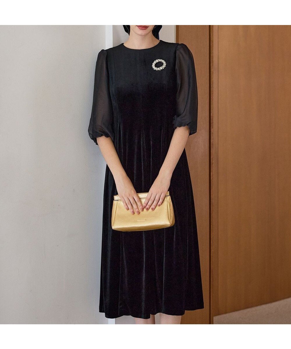 【23区/NIJYUSANKU】の【APPLAUDIR】ベロアコンビ ドレス 人気、トレンドファッション・服の通販 founy(ファニー) 　ファッション　Fashion　レディースファッション　Fashion for Women　ワンピース　Dresses　フォーマル・パーティードレス・結婚式用ドレス　Elegant & Casual Dresses　エレガント 上品　Elegant　コンビ　Combo, Combination Style　シアー　Sheer, See-Through　シフォン　Chiffon, Lightweight Fabric　ドレス　Dress, One-Piece　ドレープ　Drape, Draping Fabric　パーティ　Party, Party Style　ベロア　Velour, Soft Velvet　A/W・秋冬　Autumn/Winter　新作・新入荷　New Arrivals / New In　結婚式　Wedding　2025年　2025　2025-2026秋冬・A/W　Autumn/Winter 2025–26 AW25–26　 other-1|ID: prp329100004698605 ipo3291000000033928611