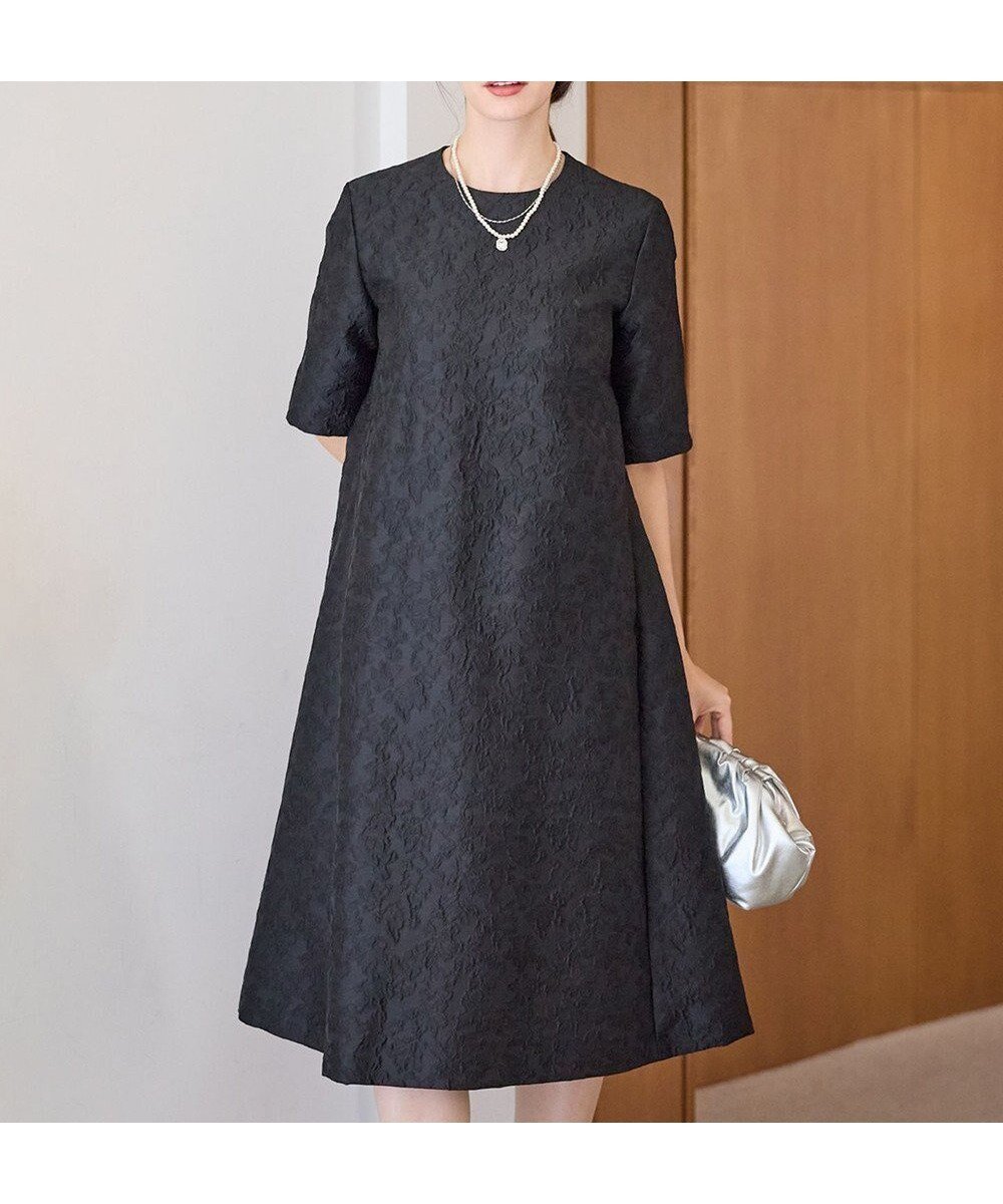 【23区/NIJYUSANKU】の【APPLAUDIR】フラワージャカード ドレス インテリア・キッズ・メンズ・レディースファッション・服の通販 founy(ファニー) 　ファッション　Fashion　レディースファッション　Fashion for Women　ワンピース　Dresses　フォーマル・パーティードレス・結婚式用ドレス　Elegant & Casual Dresses　エレガント 上品　Elegant　ジャカード／ジャガード　Jacquard, Woven Pattern　ドレス　Dress, One-Piece　パーティ　Party, Party Style　フラワー　Flower, Floral　リーフ　Leaf, Botanical Leaf　A/W・秋冬　Autumn/Winter　新作・新入荷　New Arrivals / New In　結婚式　Wedding　2025年　2025　2025-2026秋冬・A/W　Autumn/Winter 2025–26 AW25–26　ブラック系|ID: prp329100004698606 ipo3291000000033928626