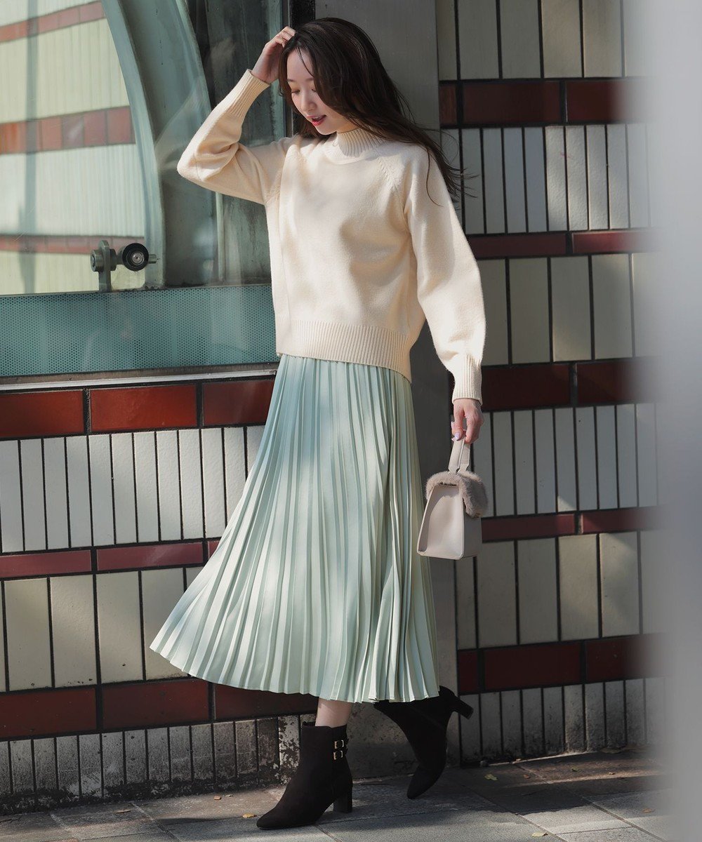 【エニィ スィス/any SiS】の【2SET】ボリューム ニット×プリーツ スカート セット インテリア・キッズ・メンズ・レディースファッション・服の通販 founy(ファニー) 　ファッション　Fashion　レディースファッション　Fashion for Women　セットアップ　Matching Sets　スカート・ミニ/ミディ/マキシ　Skirts / Mini, Midi & Maxi Skirts　スカート　Skirts　プリーツスカート / 上品フェミニンスタイル　Pleated Skirts　エレガント 上品　Elegant　サテン　Satin, Glossy Fabric　スリット　Slit, Slit Detail　スリーブ　Sleeve, Long Sleeve / Short Sleeve　セットアップ　Set-Up, Coordinated Outfit　トレンド　Trend, Trending Now　バランス　Balance, Style Balance　プリーツ　Pleats, Pleated　ミドル　Middle Length, Mid Height　新作・新入荷　New Arrivals / New In　A/W・秋冬　Autumn/Winter　アイボリー×ミント|ID: prp329100004698618 ipo3291000000035635046