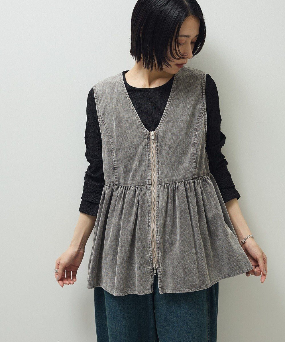 【グリーンパークス/Green Parks】の・ELENCARE DUE ケミカルコーデュロイベスト インテリア・キッズ・メンズ・レディースファッション・服の通販 founy(ファニー) ファッション Fashion レディースファッション Fashion for Women アウター Coat / Outerwear Collection トップス・カットソー Cut & Sew Tops ベスト&ジレ / 重ね着スタイル Vests & Gilets ギャザー Gathered, Ruffled コーデュロイ Corduroy, Cord Fabric バランス Balance, Style Balance フェミニン Feminine, Girly ベスト Vest, Waistcoat ペプラム Peplum, Flared Hem ポケット Pocket, Pocket Detail 秋 Autumn A/W・秋冬 Autumn/Winter 羽織 Haori, Light Jacket Gray|ID: prp329100004698625 ipo3291000000033928769
