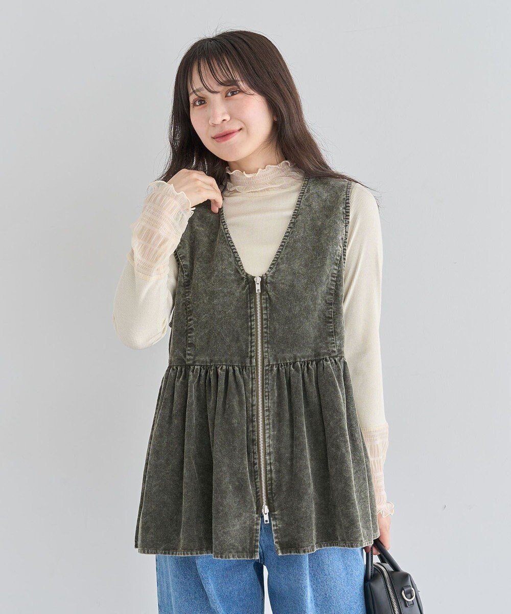 【グリーンパークス/Green Parks】の・ELENCARE DUE ケミカルコーデュロイベスト インテリア・キッズ・メンズ・レディースファッション・服の通販 founy(ファニー) ファッション Fashion レディースファッション Fashion for Women アウター Coat / Outerwear Collection トップス・カットソー Cut & Sew Tops ベスト&ジレ / 重ね着スタイル Vests & Gilets ギャザー Gathered, Ruffled コーデュロイ Corduroy, Cord Fabric バランス Balance, Style Balance フェミニン Feminine, Girly ベスト Vest, Waistcoat ペプラム Peplum, Flared Hem ポケット Pocket, Pocket Detail 秋 Autumn A/W・秋冬 Autumn/Winter 羽織 Haori, Light Jacket Green|ID: prp329100004698625 ipo3291000000034327405