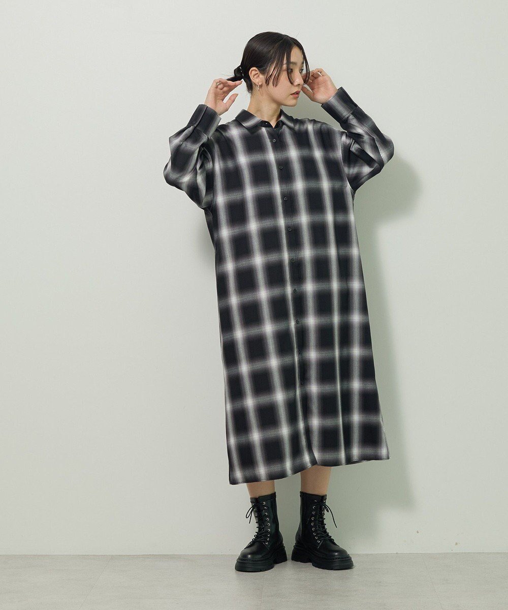【グリーンパークス/Green Parks】のロングシャツワンピース インテリア・キッズ・メンズ・レディースファッション・服の通販 founy(ファニー) 　ファッション　Fashion　レディースファッション　Fashion for Women　ワンピース　Dresses　シャツワンピース / 1枚で着映えコーデ　Shirt Dresses　新作・新入荷　New Arrivals / New In　ボトム　Bottoms, Lower Wear　ポケット　Pocket, Pocket Detail　ロング　Long, Long-Length　無地　Plain, Solid Color　A/W・秋冬　Autumn/Winter　Check Black|ID: prp329100004698630 ipo3291000000033928790