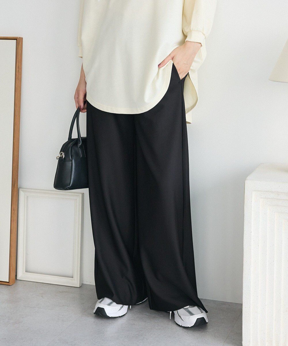 【グリーンパークス/Green Parks】の楽ちんプリーツワイドパンツ インテリア・キッズ・メンズ・レディースファッション・服の通販 founy(ファニー) 　ファッション　Fashion　レディースファッション　Fashion for Women　パンツ　Pants & Trousers　ポケット　Pocket, Pocket Detail　ワイド　Wide, Wide Fit　エレガント 上品　Elegant　楽ちん　Easy Fit, Comfortable　A/W・秋冬　Autumn/Winter　Black|ID: prp329100004698643 ipo3291000000033928839