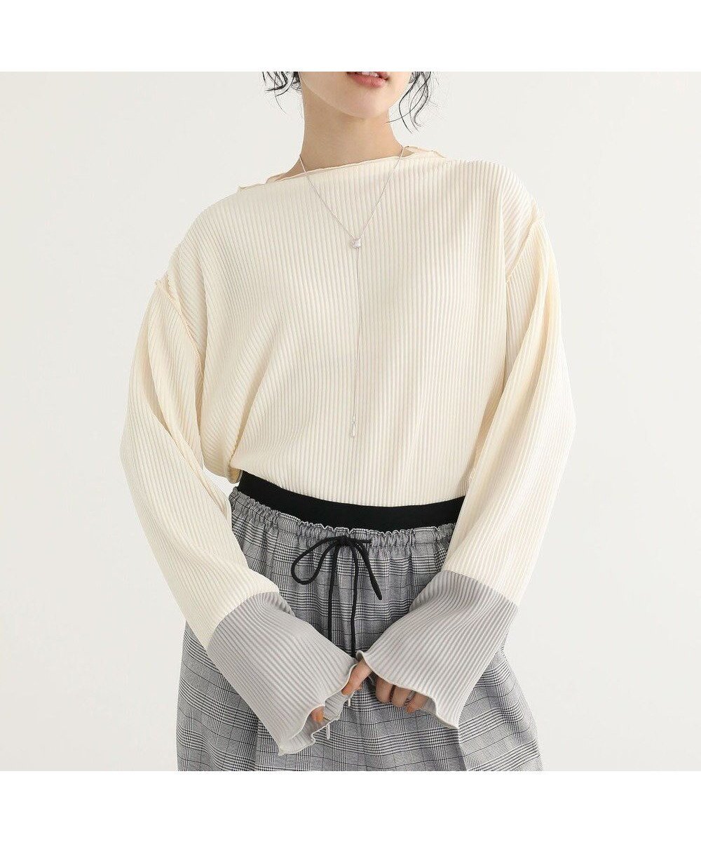 【グリーンパークス/Green Parks】のプリーツ袖配色プルオーバー 人気、トレンドファッション・服の通販 founy(ファニー) ファッション Fashion レディースファッション Fashion for Women トップス・カットソー Cut & Sew Tops シャツ・ブラウス・オフィスカジュアル Elegant Blouses & Button-Ups ロングTシャツ・Tシャツ Longline T-Shirts & Tees カジュアルプルオーバー・ニットトップス Pullovers & Knit Tops / Casual Pullovers カットソー・ベーシックTシャツ Cut-and-Sewn Tops / Stretch Tees & Basics インナー Innerwear エアリー Airy Texture カットソー Cut and Sewn Top プリーツ Pleats, Pleated ポケット Pocket, Pocket Detail A/W・秋冬 Autumn/Winter other-1|ID: prp329100004698648 ipo3291000000033928862