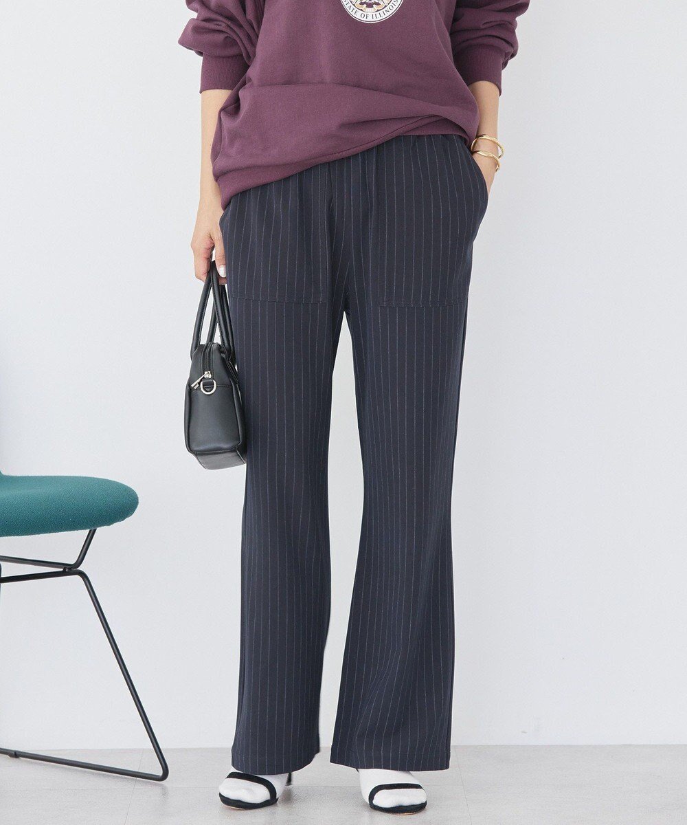 【アメリカンホリック/AMERICAN HOLIC】の美・美・美ベイカーフレアパンツ インテリア・キッズ・メンズ・レディースファッション・服の通販 founy(ファニー) 　ファッション　Fashion　レディースファッション　Fashion for Women　パンツ　Pants & Trousers　アメリカン　American Style　ギャザー　Gathered, Ruffled　今季　This Season, Current Season　シェイプ　Shape, Slim Fit　スタイリッシュ　Stylish, Fashionable　ストレッチ　Stretch, Stretchy Fabric　ストレート　Straight, Straight Cut　ツイル　Twist, Twisted Detail　ポケット　Pocket, Pocket Detail　A/W・秋冬　Autumn/Winter　Stripe Navy|ID: prp329100004698653 ipo3291000000033928885