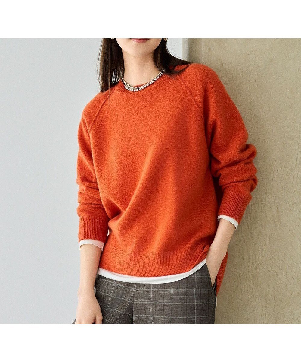 【自由区/JIYU-KU】のウールカシミヤブレンドラグランスリーブ ニット 人気、トレンドファッション・服の通販 founy(ファニー) 　ファッション　Fashion　レディースファッション　Fashion for Women　トップス・カットソー　Cut & Sew Tops　ニット　Knit Tops & Sweaters　オレンジ　Orange　軽量　Lightweight, Ultra Light　スリーブ　Sleeve, Long Sleeve / Short Sleeve　セーター　Sweater, Knitwear　バランス　Balance, Style Balance　ボトム　Bottoms, Lower Wear　ボーダー　Border, Stripe　マニッシュ　Mannish, Boyish　無地　Plain, Solid Color　A/W・秋冬　Autumn/Winter　エレガント 上品　Elegant　 other-1|ID: prp329100004698658 ipo3291000000036176741