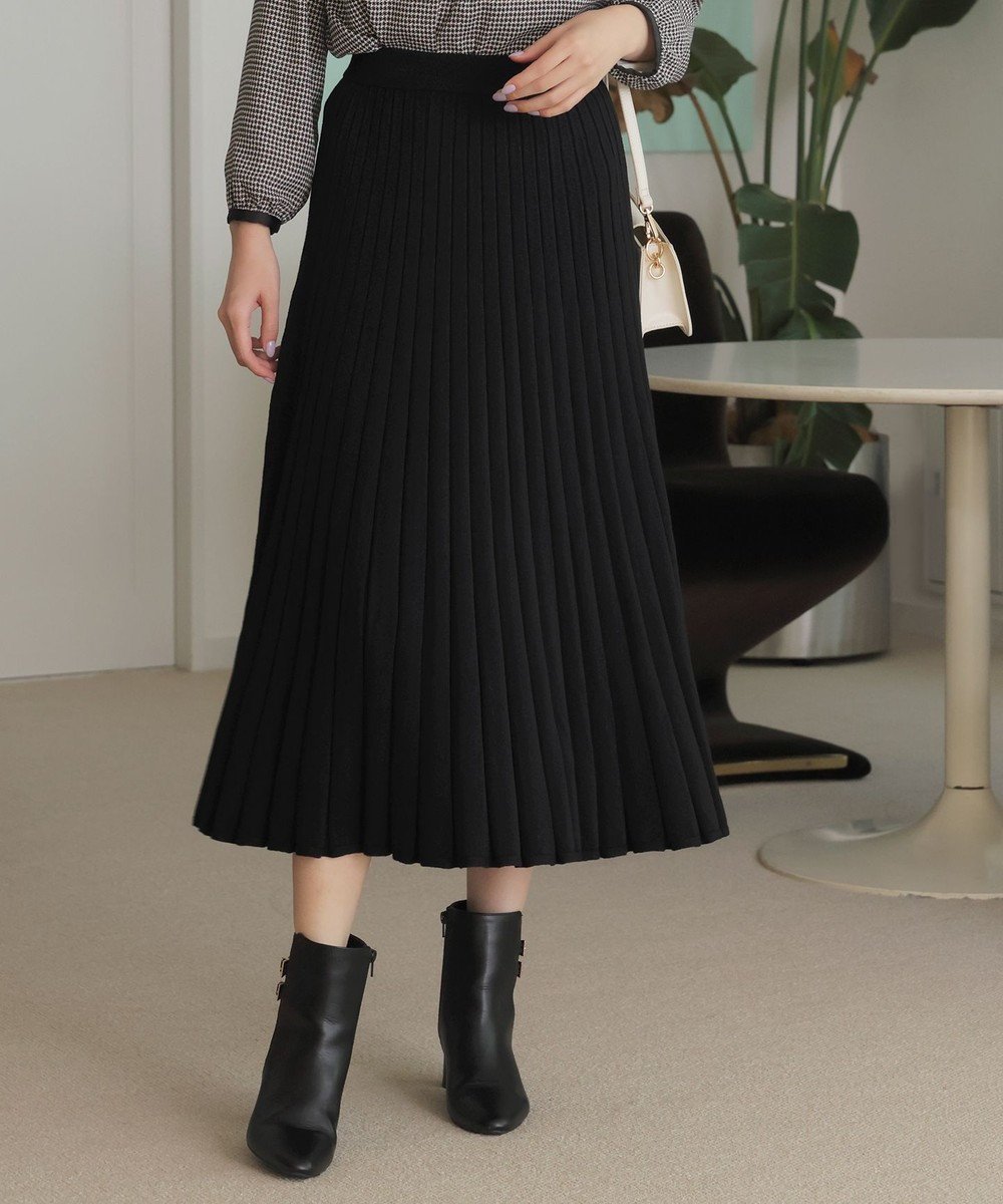 【エニィ スィス/any SiS】のCICA加工 ニット フレア スカート インテリア・キッズ・メンズ・レディースファッション・服の通販 founy(ファニー) 　ファッション　Fashion　レディースファッション　Fashion for Women　スカート　Skirts　Aライン・フレアスカート　A-Line & Flared Skirts　軽量　Lightweight, Ultra Light　シルバー　Silver, Metallic Silver　ジャケット　Jacket, Outerwear　ストレッチ　Stretch, Stretchy Fabric　セットアップ　Set-Up, Coordinated Outfit　タイトスカート　Pencil Skirt, Tight Skirt　フェミニン　Feminine, Girly　フリル　Frill, Ruffle　フレア　Flare, Flared　プリーツ　Pleats, Pleated　ボトルネック　Bottle Neck, Mock Neck　楽ちん　Easy Fit, Comfortable　A/W・秋冬　Autumn/Winter　おすすめ　Recommended / Our Picks　新作・新入荷　New Arrivals / New In　ブラック|ID: prp329100004698659 ipo3291000000035607019