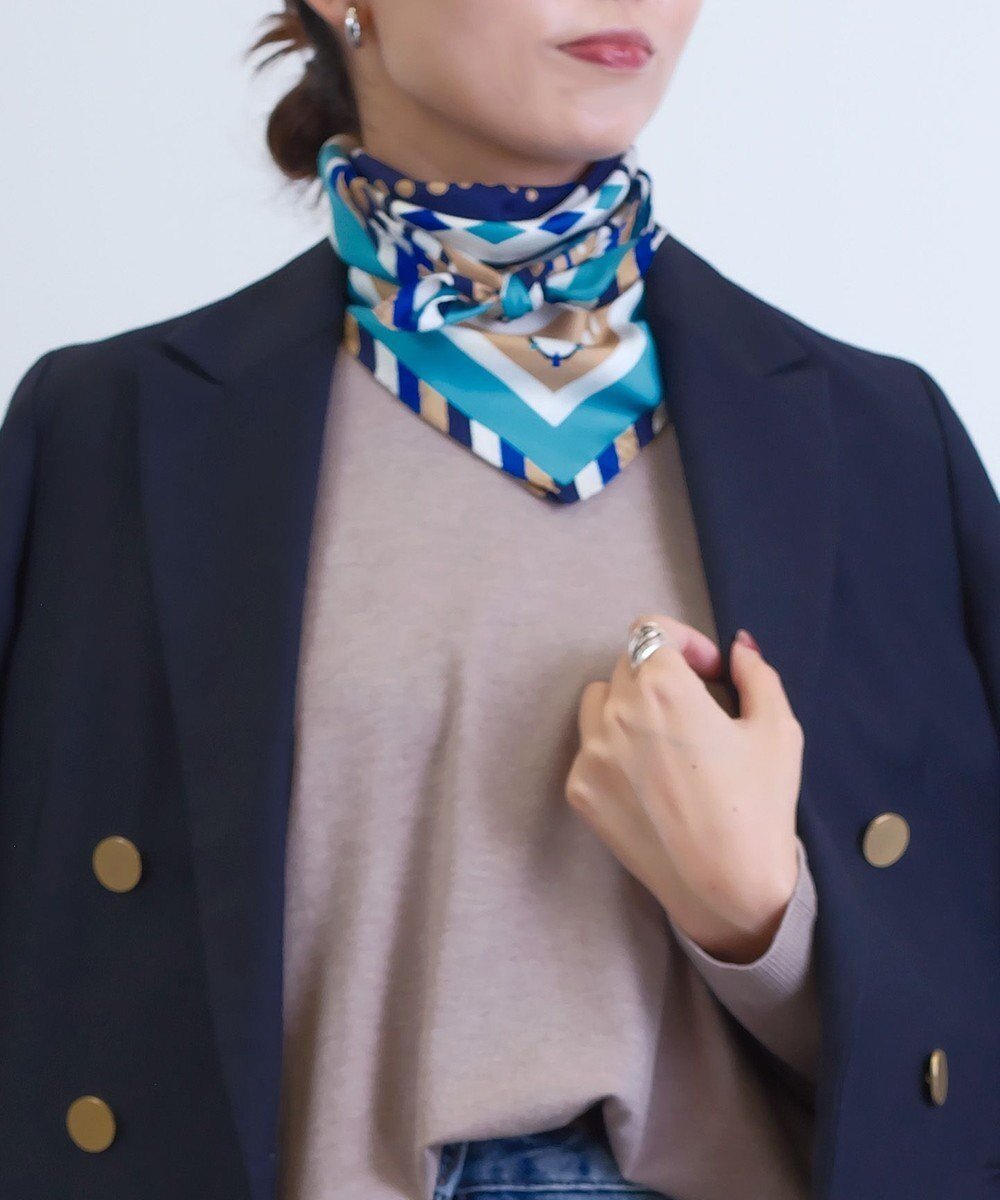 【マルカオリジナル/Marca originals】のGEM【the PORT by marca】小判 シルクツイル スカーフ インテリア・キッズ・メンズ・レディースファッション・服の通販 founy(ファニー) ファッション Fashion レディースファッション Fashion for Women アクセサリー Fashion Accessories シルク Silk, 100% Silk スカーフ Scarf, Neckwear ストール Stole, Wrap ドレープ Drape, Draping Fabric ハンカチ Handkerchief, Hanky バンダナ Bandana, Head Scarf ビジュー Bijou, Jewel-like Accent プリント Print, Printed Pattern TURQUOISE|ID: prp329100004700082 ipo3291000000034212632