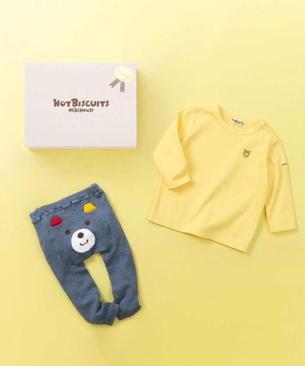 【ミキハウスホットビスケッツ/MIKI HOUSE HOT BISCUITS / KIDS】の長袖Tシャツ&スパッツギフトセット【BOX付き】 インテリア・キッズ・メンズ・レディースファッション・服の通販 founy(ファニー) 　ファッション　Fashion　キッズファッション　Fashion for Kids　おすすめ　Recommended / Our Picks　カラフル　Colorful Design　ギフト プレゼント　Gift / Present　シンプル　Simple, Minimal　セパレート　Separate, Two-Piece　ベビー　Baby, Babywear　ワンポイント　One Point, Statement Accent　人気　Popular, Best Seller　長袖　Long Sleeve, Full Sleeve　コーン|ID: prp329100004700115 ipo3291000000034424863