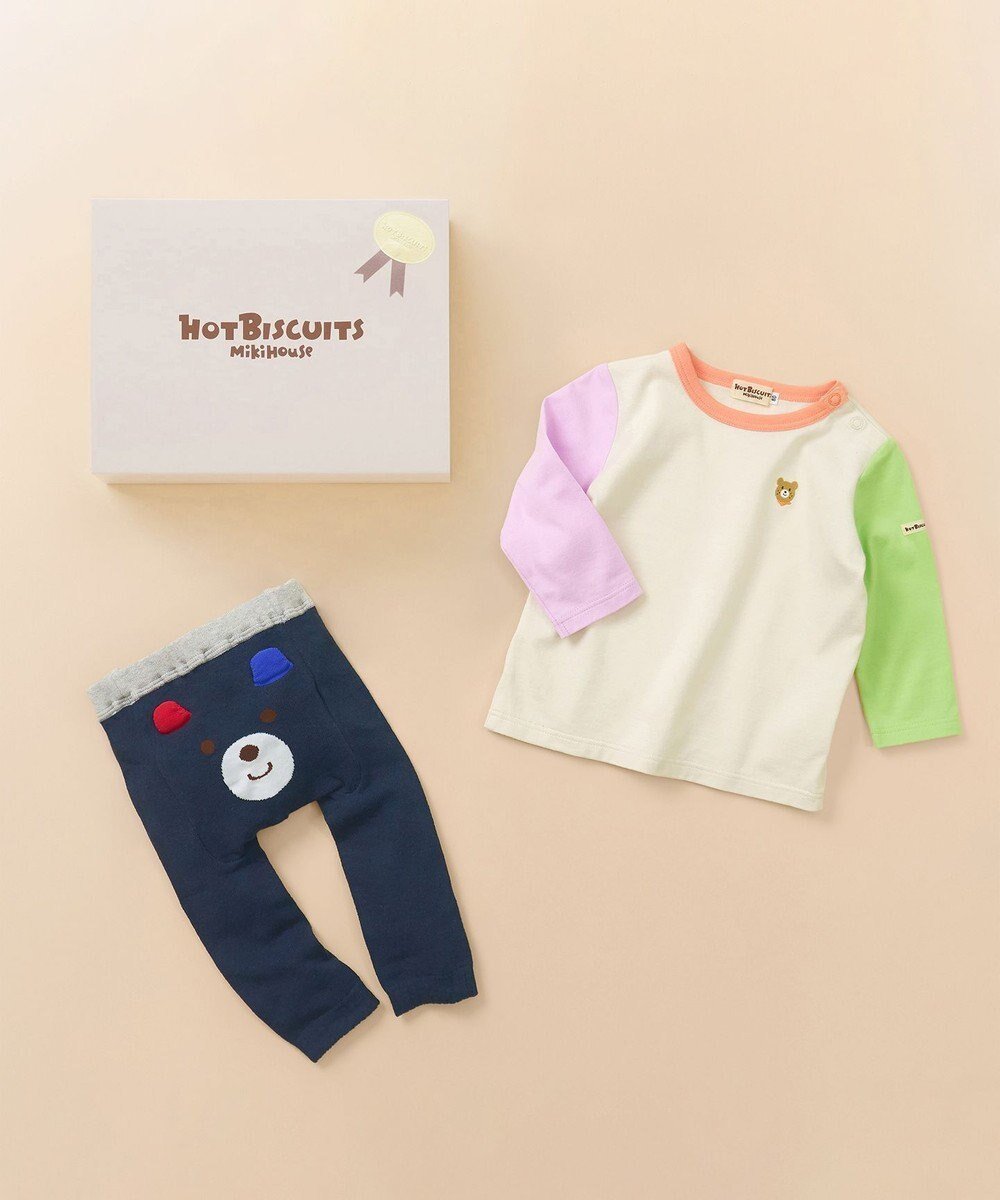 【ミキハウスホットビスケッツ/MIKI HOUSE HOT BISCUITS / KIDS】の長袖Tシャツ&スパッツギフトセット【BOX付き】 インテリア・キッズ・メンズ・レディースファッション・服の通販 founy(ファニー) 　ファッション　Fashion　キッズファッション　Fashion for Kids　おすすめ　Recommended / Our Picks　カラフル　Colorful Design　ギフト プレゼント　Gift / Present　シンプル　Simple, Minimal　セパレート　Separate, Two-Piece　ベビー　Baby, Babywear　ワンポイント　One Point, Statement Accent　人気　Popular, Best Seller　長袖　Long Sleeve, Full Sleeve　マルチカラー|ID: prp329100004700115 ipo3291000000034424865