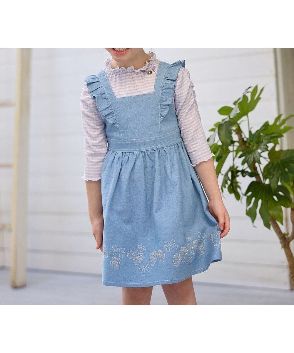 【エニィ/ANY / KIDS】の【チェリーベリーシリーズ】フルーツ 刺繍 ジャンパースカート 人気、トレンドファッション・服の通販 founy(ファニー) 　ファッション　Fashion　キッズファッション　Fashion for Kids　ワンピース　Dresses　おすすめ　Recommended / Our Picks　キュロット　Culottes, Wide Shorts　チェリー　Cherry, Cherry Pattern　フリル　Frill, Ruffle　ポケット　Pocket, Pocket Detail　夏　Summer　春　Spring　S/S・春夏　SS, Spring/Summer, Warm Season　 other-1|ID: prp329100004700119 ipo3291000000033938000