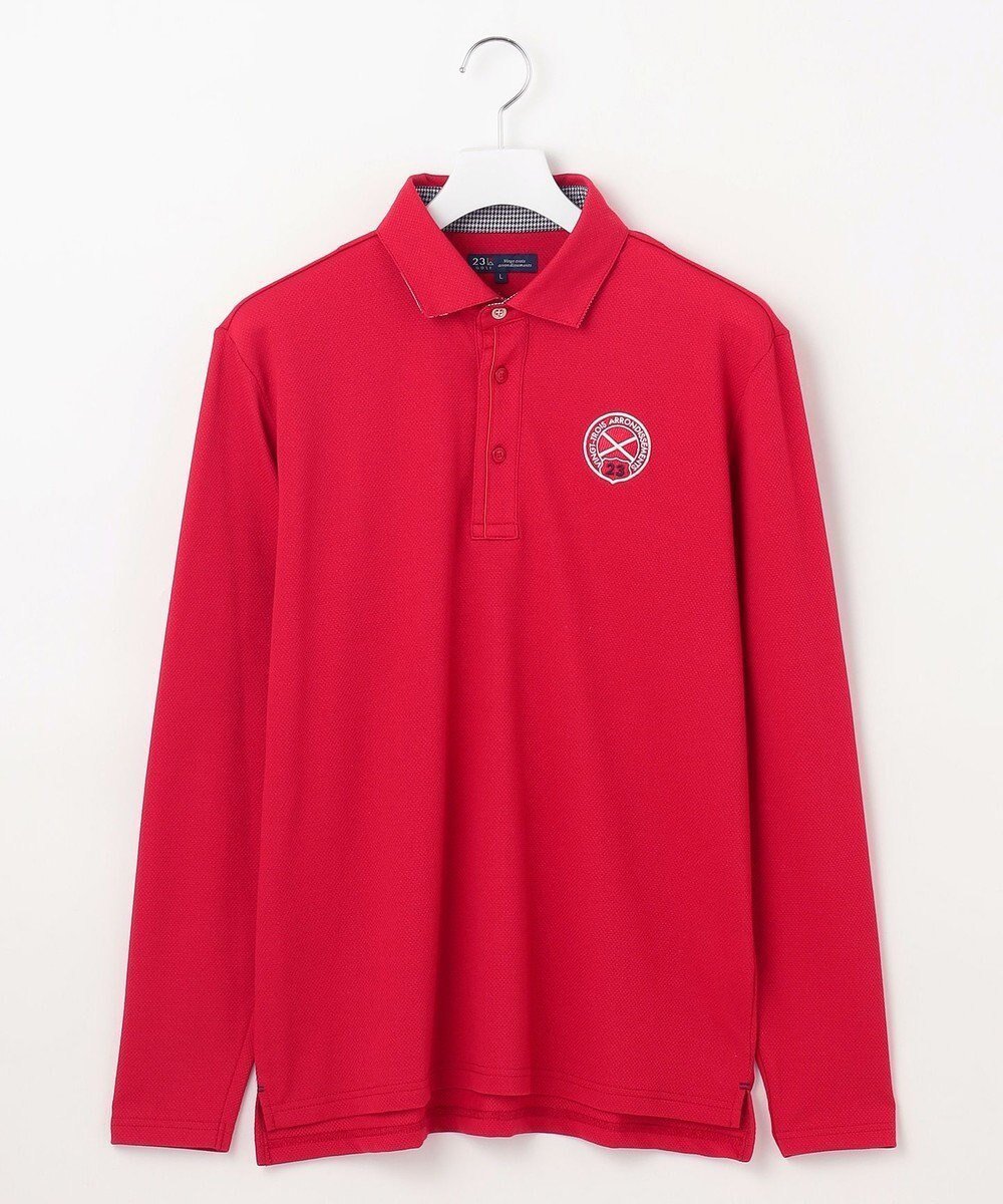 【23区 ゴルフ/23区GOLF / MEN】の【MEN】【UVカット】ハニカムカノコ長袖ポロシャツ インテリア・キッズ・メンズ・レディースファッション・服の通販 founy(ファニー) 　ファッション　Fashion　メンズファッション　Fashion for Men　トップス・カットソー　Cut & Sew Tops　メンズシャツ　Shirts　ポロシャツ / きれいめカジュアルスタイル　Polo Shirts　ゴルフ　Golf　カーディガン　Cardigan, Knitwear　シンプル　Simple, Minimal　ストレッチ　Stretch, Stretchy Fabric　ブルゾン　Blouson, Bomber Jacket　ベスト　Vest, Waistcoat　ポロシャツ　Polo Shirt, Collared Tee　定番　Standard, Basic Item　A/W・秋冬　Autumn/Winter　長袖　Long Sleeve, Full Sleeve　レッド系|ID: prp329100004700142 ipo3291000000033938112