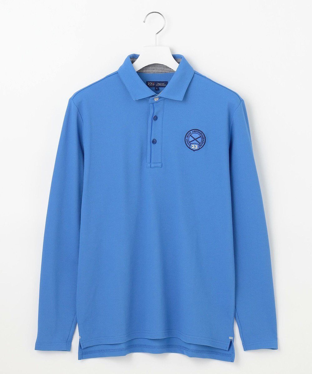 【23区 ゴルフ/23区GOLF / MEN】の【MEN】【UVカット】ハニカムカノコ長袖ポロシャツ インテリア・キッズ・メンズ・レディースファッション・服の通販 founy(ファニー) 　ファッション　Fashion　メンズファッション　Fashion for Men　トップス・カットソー　Cut & Sew Tops　メンズシャツ　Shirts　ポロシャツ / きれいめカジュアルスタイル　Polo Shirts　ゴルフ　Golf　カーディガン　Cardigan, Knitwear　シンプル　Simple, Minimal　ストレッチ　Stretch, Stretchy Fabric　ブルゾン　Blouson, Bomber Jacket　ベスト　Vest, Waistcoat　ポロシャツ　Polo Shirt, Collared Tee　定番　Standard, Basic Item　A/W・秋冬　Autumn/Winter　長袖　Long Sleeve, Full Sleeve　ダルブルー系|ID: prp329100004700142 ipo3291000000033938113