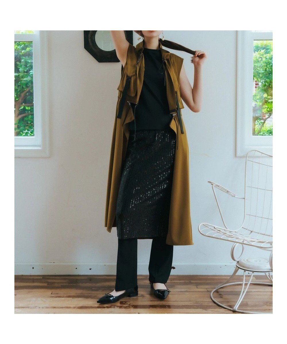 【イェッカ ヴェッカ/YECCA VECCA】のレイヤードスパンコールスカートパンツ インテリア・キッズ・メンズ・レディースファッション・服の通販 founy(ファニー) 　ファッション　Fashion　レディースファッション　Fashion for Women　スカート　Skirts　シンプル　Simple, Minimal　ストレッチ　Stretch, Stretchy Fabric　ストレート　Straight, Straight Cut　スパンコール　Sequins, Sequin Embellishment　チュール　Tulip, Tulip Motif　フレア　Flare, Flared　ポケット　Pocket, Pocket Detail　A/W・秋冬　Autumn/Winter　Black|ID: prp329100004700222 ipo3291000000033938490