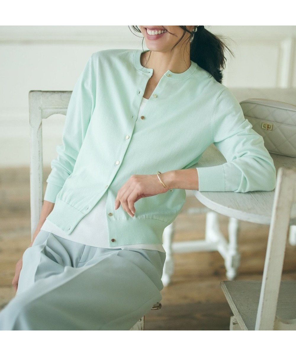 【23区/NIJYUSANKU】の【Oggi4月号掲載/洗える】プレミアムビオコットン カーディガン インテリア・キッズ・メンズ・レディースファッション・服の通販 founy(ファニー) 　雑誌掲載アイテム　Magazine Picks & Fashion Features　ファッション雑誌　Fashion Magazines　オッジ　Oggi　ファッション　Fashion　レディースファッション　Fashion for Women　トップス・カットソー　Cut & Sew Tops　カーディガン・羽織り　Layered Style Cardigans　イタリア　Italy　エレガント 上品　Elegant　オーガニック　Organic Cotton　春　Spring　洗える　Machine Washable　カーディガン　Cardigan, Knitwear　クラシカル　Classical, Vintage-Inspired　4月号　April Issue　シンプル　Simple, Minimal　雑誌　Magazine, Fashion Magazine　ビッグ　Big, Oversized　ベーシック　Basic, Essential　ボーダー　Border, Stripe　半袖　Short Sleeve, Half Sleeve　S/S・春夏　SS, Spring/Summer, Warm Season　夏　Summer　2024年　2024　2024春夏・S/S　Spring/Summer 2024 SS24　スモーキーグリーン系|ID: prp329100004700235 ipo3291000000034201431
