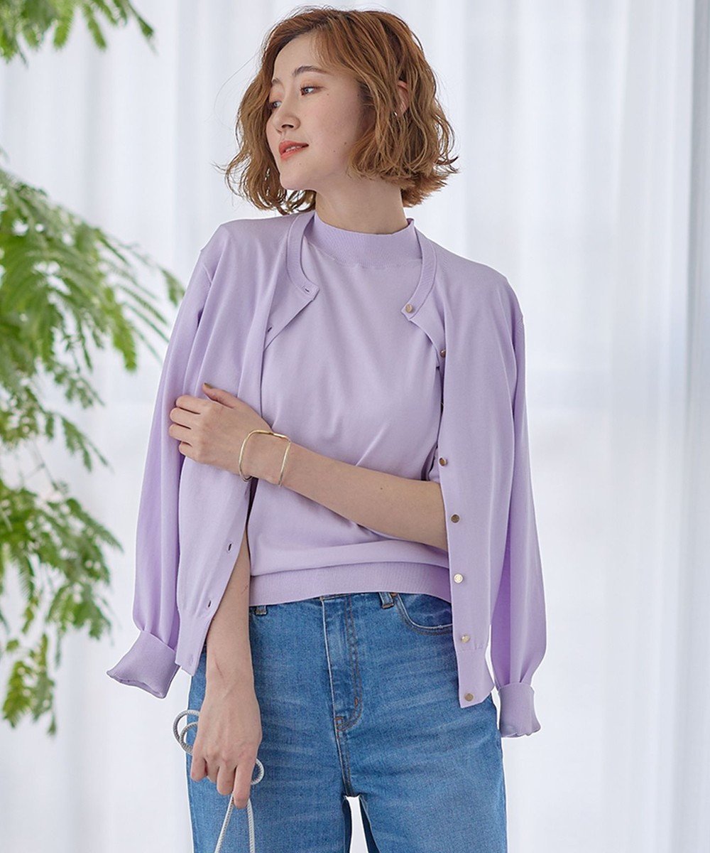 【23区/NIJYUSANKU】の【Oggi4月号掲載/洗える】プレミアムビオコットン カーディガン インテリア・キッズ・メンズ・レディースファッション・服の通販 founy(ファニー) 　雑誌掲載アイテム　Magazine Picks & Fashion Features　ファッション雑誌　Fashion Magazines　オッジ　Oggi　ファッション　Fashion　レディースファッション　Fashion for Women　トップス・カットソー　Cut & Sew Tops　カーディガン・羽織り　Layered Style Cardigans　イタリア　Italy　エレガント 上品　Elegant　オーガニック　Organic Cotton　春　Spring　洗える　Machine Washable　カーディガン　Cardigan, Knitwear　クラシカル　Classical, Vintage-Inspired　4月号　April Issue　シンプル　Simple, Minimal　雑誌　Magazine, Fashion Magazine　ビッグ　Big, Oversized　ベーシック　Basic, Essential　ボーダー　Border, Stripe　半袖　Short Sleeve, Half Sleeve　S/S・春夏　SS, Spring/Summer, Warm Season　夏　Summer　2024年　2024　2024春夏・S/S　Spring/Summer 2024 SS24　ライラック系|ID: prp329100004700235 ipo3291000000034201434