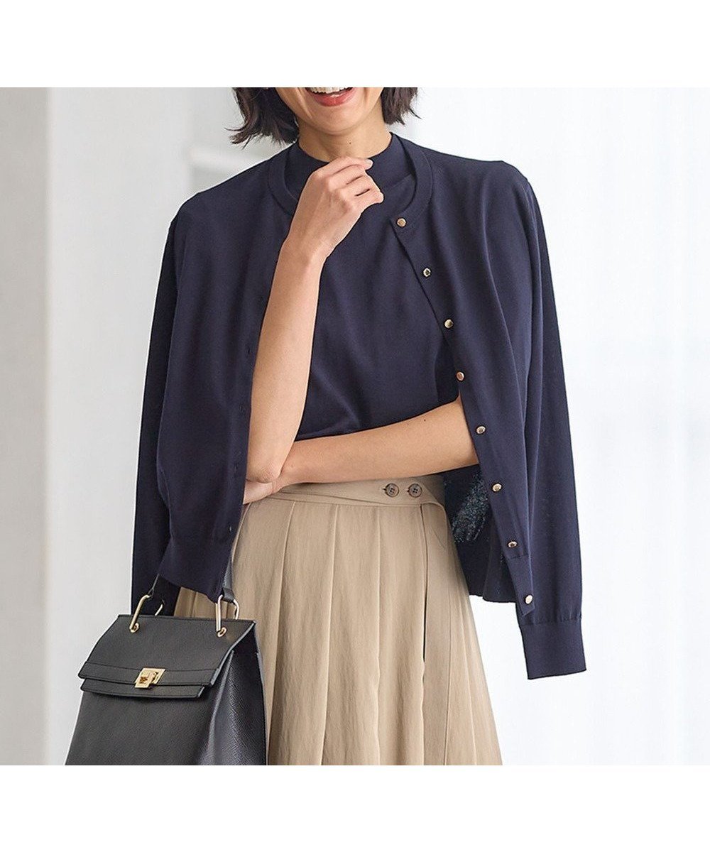 【23区/NIJYUSANKU】の【Oggi4月号掲載/洗える】プレミアムビオコットン カーディガン インテリア・キッズ・メンズ・レディースファッション・服の通販 founy(ファニー) 　雑誌掲載アイテム　Magazine Picks & Fashion Features　ファッション雑誌　Fashion Magazines　オッジ　Oggi　ファッション　Fashion　レディースファッション　Fashion for Women　トップス・カットソー　Cut & Sew Tops　カーディガン・羽織り　Layered Style Cardigans　イタリア　Italy　エレガント 上品　Elegant　オーガニック　Organic Cotton　春　Spring　洗える　Machine Washable　カーディガン　Cardigan, Knitwear　クラシカル　Classical, Vintage-Inspired　4月号　April Issue　シンプル　Simple, Minimal　雑誌　Magazine, Fashion Magazine　ビッグ　Big, Oversized　ベーシック　Basic, Essential　ボーダー　Border, Stripe　半袖　Short Sleeve, Half Sleeve　S/S・春夏　SS, Spring/Summer, Warm Season　夏　Summer　2024年　2024　2024春夏・S/S　Spring/Summer 2024 SS24　ネイビー系|ID: prp329100004700235 ipo3291000000034201440