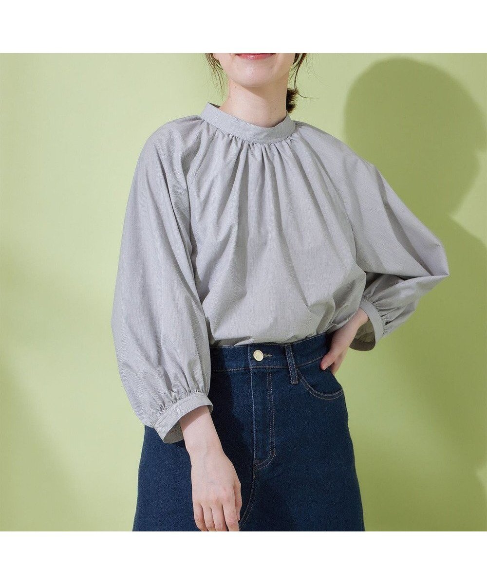 【エニー/ANY】の【速乾/UVカット/抗菌防臭/手洗い】エニィファンクションボリューム袖ブラウス インテリア・キッズ・メンズ・レディースファッション・服の通販 founy(ファニー) 　ファッション　Fashion　レディースファッション　Fashion for Women　トップス・カットソー　Cut & Sew Tops　シャツ・ブラウス・オフィスカジュアル　Elegant Blouses & Button-Ups　インナー　Innerwear　ギャザー　Gathered, Ruffled　抗菌　Antibacterial, Bacteria-Resistant　スウェット / スエット　Sweatshirt, Sweatwear　デニム　Denim, Jeans Material　冬　Winter / This Winter　A/W・秋冬　Autumn/Winter　S/S・春夏　SS, Spring/Summer, Warm Season　夏　Summer　グレーストライプ|ID: prp329100004700259 ipo3291000000034201506