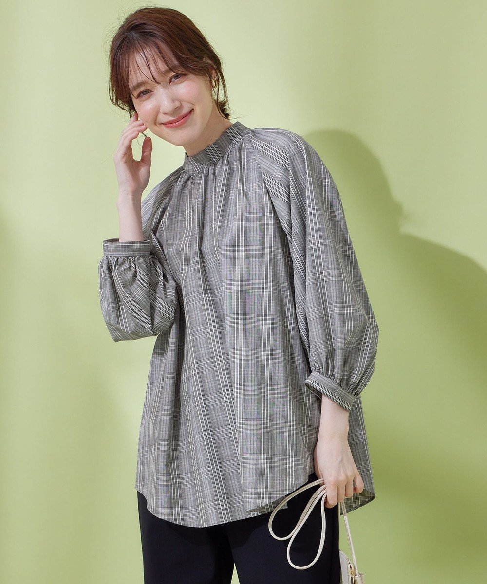 【エニー/ANY】の【速乾/UVカット/抗菌防臭/手洗い】エニィファンクションボリューム袖ブラウス インテリア・キッズ・メンズ・レディースファッション・服の通販 founy(ファニー) 　ファッション　Fashion　レディースファッション　Fashion for Women　トップス・カットソー　Cut & Sew Tops　シャツ・ブラウス・オフィスカジュアル　Elegant Blouses & Button-Ups　インナー　Innerwear　ギャザー　Gathered, Ruffled　抗菌　Antibacterial, Bacteria-Resistant　スウェット / スエット　Sweatshirt, Sweatwear　デニム　Denim, Jeans Material　冬　Winter / This Winter　A/W・秋冬　Autumn/Winter　S/S・春夏　SS, Spring/Summer, Warm Season　夏　Summer　グレンチェック|ID: prp329100004700259 ipo3291000000034201507