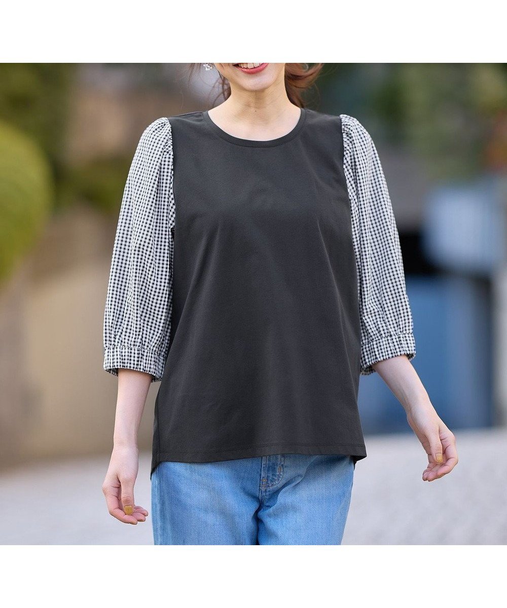 【エニー/ANY】の【洗濯機可】布帛コンビプルオーバー 人気、トレンドファッション・服の通販 founy(ファニー) 　ファッション　Fashion　レディースファッション　Fashion for Women　トップス・カットソー　Cut & Sew Tops　シャツ・ブラウス・オフィスカジュアル　Elegant Blouses & Button-Ups　ロングTシャツ・Tシャツ　Longline T-Shirts & Tees　カジュアルプルオーバー・ニットトップス　Pullovers & Knit Tops / Casual Pullovers　カットソー・ベーシックTシャツ　Cut-and-Sewn Tops / Stretch Tees & Basics　インナー　Innerwear　カットソー　Cut and Sewn Top　キャミワンピース　Cami Dress, Slip Dress　コンビ　Combo, Combination Style　ストレッチ　Stretch, Stretchy Fabric　スリーブ　Sleeve, Long Sleeve / Short Sleeve　デニム　Denim, Jeans Material　ドッキング　Docking, Mixed Material　フェミニン　Feminine, Girly　夏　Summer　春　Spring　S/S・春夏　SS, Spring/Summer, Warm Season　 other-1|ID: prp329100004700264 ipo3291000000034047455