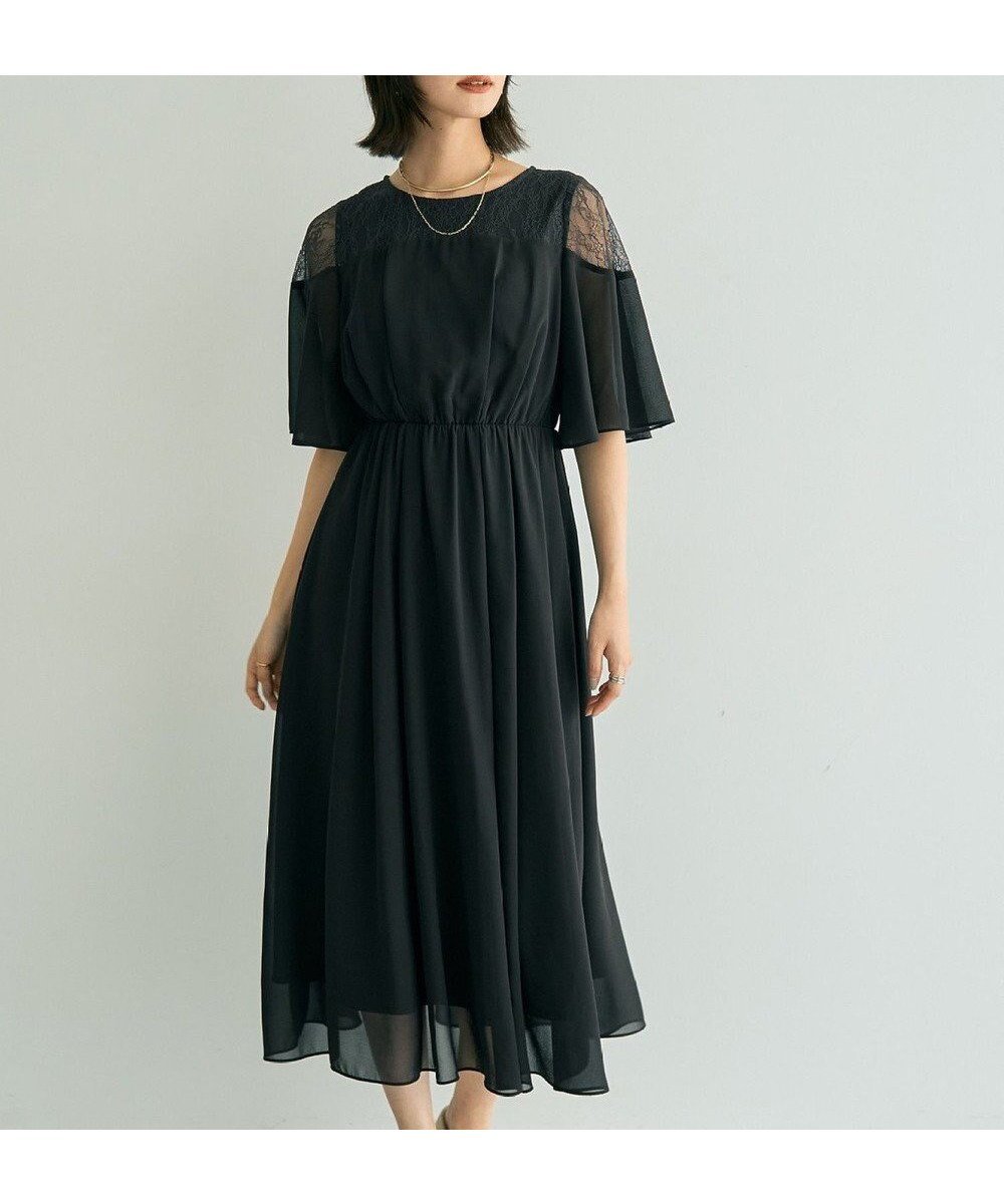 【イェッカ ヴェッカ/YECCA VECCA】のレース切替シフォンドレス 人気、トレンドファッション・服の通販 founy(ファニー) 　ファッション　Fashion　レディースファッション　Fashion for Women　ワンピース　Dresses　フォーマル・パーティードレス・結婚式用ドレス　Elegant & Casual Dresses　エレガント 上品　Elegant　シフォン　Chiffon, Lightweight Fabric　ドレス　Dress, One-Piece　ポケット　Pocket, Pocket Detail　レース　Lace, Lace Fabric　ロング　Long, Long-Length　切替　Switching, Contrast Panel　A/W・秋冬　Autumn/Winter　 other-1|ID: prp329100004700309 ipo3291000000033938957