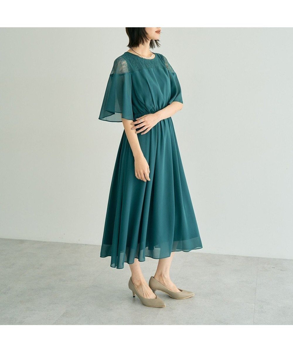 【イェッカ ヴェッカ/YECCA VECCA】のレース切替シフォンドレス インテリア・キッズ・メンズ・レディースファッション・服の通販 founy(ファニー) 　ファッション　Fashion　レディースファッション　Fashion for Women　ワンピース　Dresses　フォーマル・パーティードレス・結婚式用ドレス　Elegant & Casual Dresses　エレガント 上品　Elegant　シフォン　Chiffon, Lightweight Fabric　ドレス　Dress, One-Piece　ポケット　Pocket, Pocket Detail　レース　Lace, Lace Fabric　ロング　Long, Long-Length　切替　Switching, Contrast Panel　A/W・秋冬　Autumn/Winter　Blue Green|ID: prp329100004700309 ipo3291000000033938960