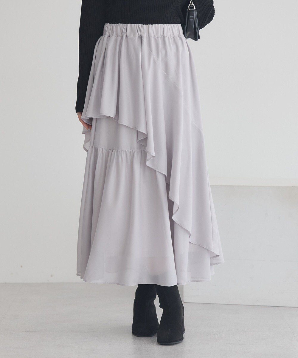 【アースミュージックアンドエコロジー/earth music&ecology】のシャイニーラッフルスカート 人気、トレンドファッション・服の通販 founy(ファニー) 　ファッション　Fashion　レディースファッション　Fashion for Women　スカート　Skirts　おすすめ　Recommended / Our Picks　とろみ　Fluid, Flowy Fabric　シアー　Sheer, See-Through　シャイニー　Shiny, Glossy Finish　ドレープ　Drape, Draping Fabric　ポケット　Pocket, Pocket Detail　エレガント 上品　Elegant　A/W・秋冬　Autumn/Winter　 other-1|ID: prp329100004700314 ipo3291000000033938974