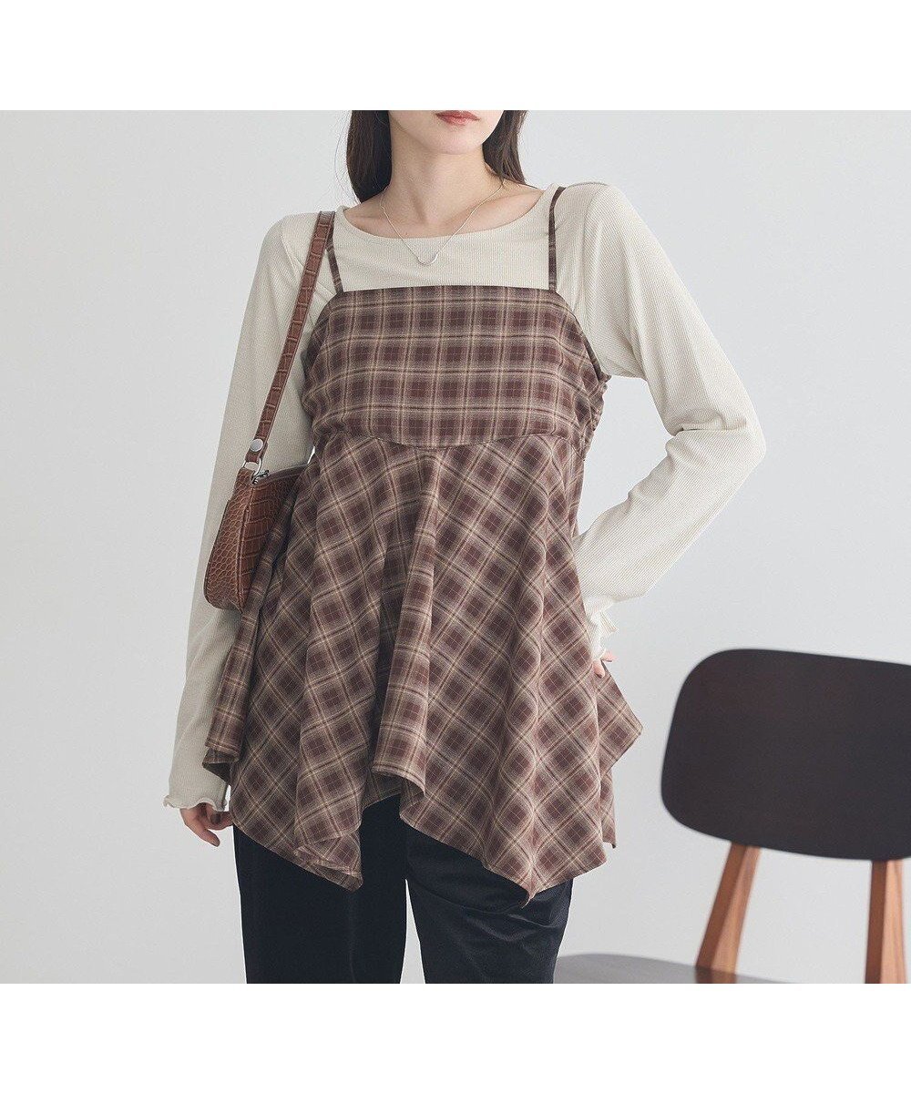 【アースミュージックアンドエコロジー/earth music&ecology】のイレヘムチェックキャミチュニック 人気、トレンドファッション・服の通販 founy(ファニー) 　ファッション　Fashion　レディースファッション　Fashion for Women　ワンピース　Dresses　チュニック　Tunic Tops & Dresses　おすすめ　Recommended / Our Picks　イレギュラーヘム　Irregular Hem　キャミソール　Camisole, Spaghetti Strap Top　シャーリング　Shirring, Ruched　チュニック　Tunic, Long Top　ボトム　Bottoms, Lower Wear　ポケット　Pocket, Pocket Detail　A/W・秋冬　Autumn/Winter　 other-1|ID: prp329100004700334 ipo3291000000033939044