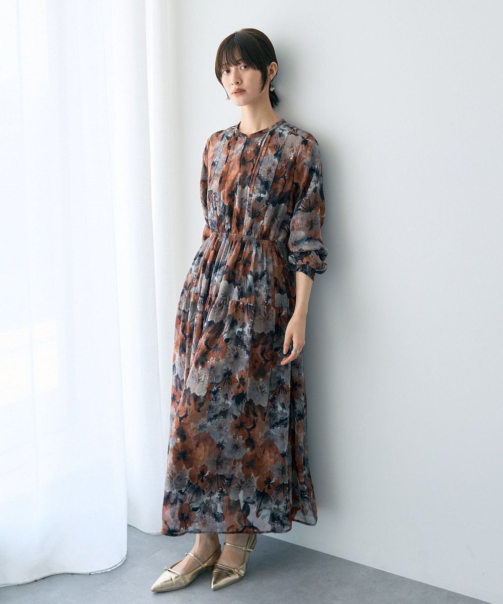 【イェッカ ヴェッカ/YECCA VECCA】のぼかしフラワー柄長袖ワンピース インテリア・キッズ・メンズ・レディースファッション・服の通販 founy(ファニー) ファッション Fashion レディースファッション Fashion for Women ワンピース Dresses おすすめ Recommended / Our Picks シアー Sheer, See-Through フェミニン Feminine, Girly フラワー Flower, Floral ポケット Pocket, Pocket Detail 人気 Popular, Best Seller 今季 This Season, Current Season 秋 Autumn A/W・秋冬 Autumn/Winter 長袖 Long Sleeve, Full Sleeve Terracotta|ID: prp329100004700335 ipo3291000000034545036