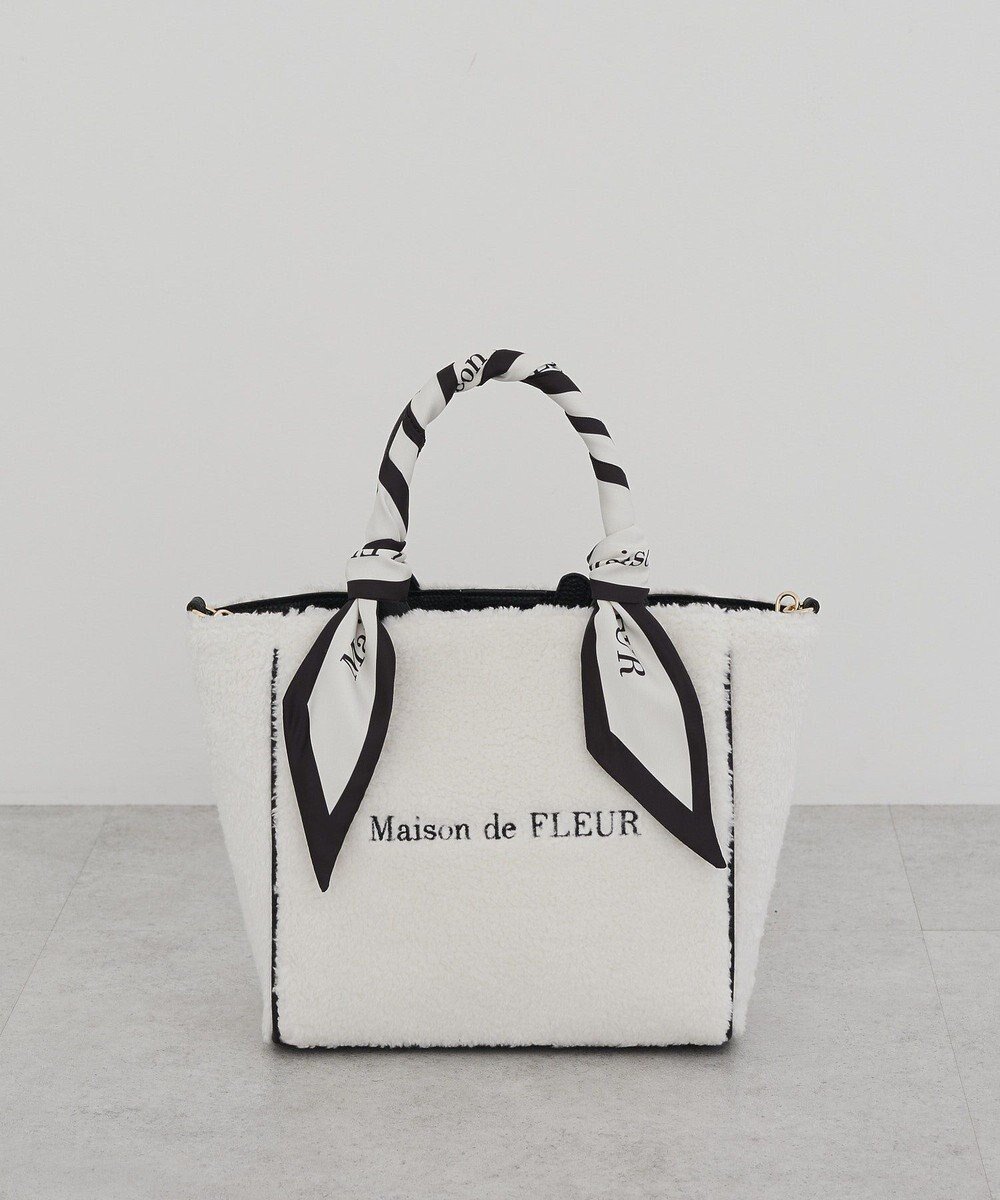 【メゾンドフルール/Maison de FLEUR】のスカーフ付きボア2WayMトートバッグ インテリア・キッズ・メンズ・レディースファッション・服の通販 founy(ファニー) ファッション Fashion レディースファッション Fashion for Women バッグ Bags スカーフ Scarf, Neckwear ポケット Pocket, Pocket Detail Black|ID: prp329100004700338 ipo3291000000033939055