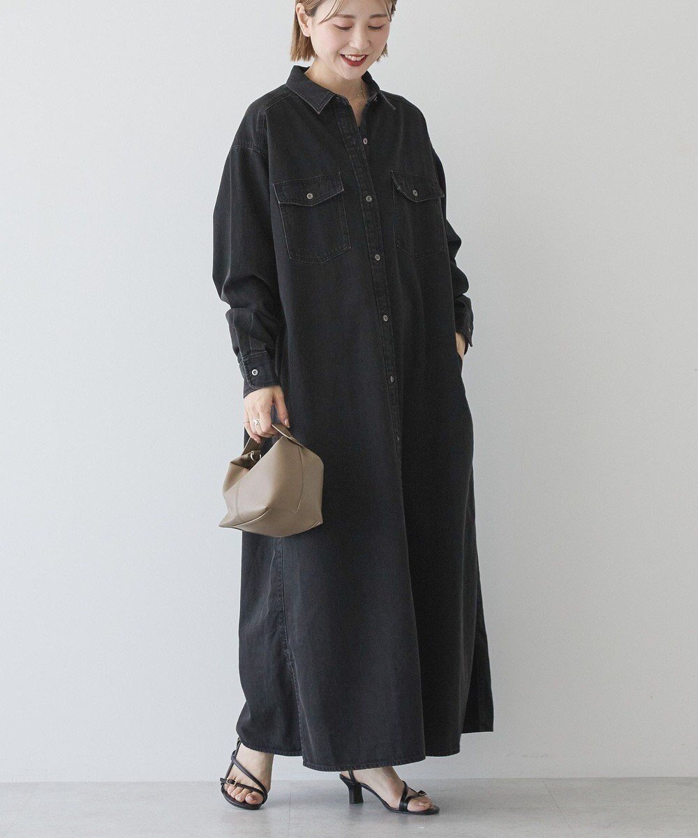 【アメリカンホリック/AMERICAN HOLIC】のデニムシャツワンピース インテリア・キッズ・メンズ・レディースファッション・服の通販 founy(ファニー) 　ファッション　Fashion　レディースファッション　Fashion for Women　ワンピース　Dresses　シャツワンピース / 1枚で着映えコーデ　Shirt Dresses　アメリカン　American Style　インナー　Innerwear　スタイリッシュ　Stylish, Fashionable　デニム　Denim, Jeans Material　ベスト　Vest, Waistcoat　ベーシック　Basic, Essential　ポケット　Pocket, Pocket Detail　メタル　Metal, Metal Parts　ロング　Long, Long-Length　A/W・秋冬　Autumn/Winter　新作・新入荷　New Arrivals / New In　おすすめ　Recommended / Our Picks　2025年　2025　2025-2026秋冬・A/W　Autumn/Winter 2025–26 AW25–26　Black|ID: prp329100004700361 ipo3291000000033939122