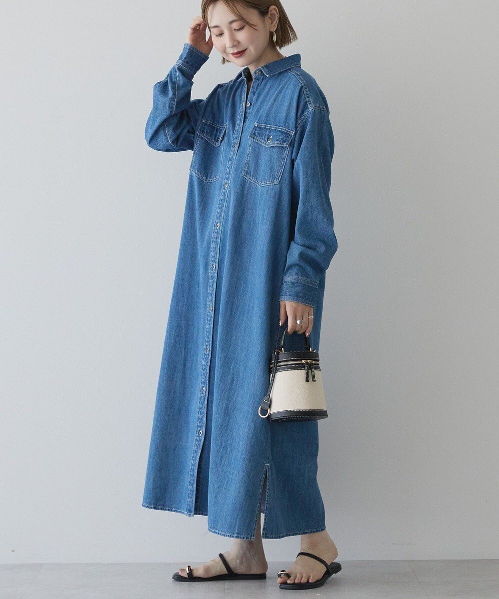 【アメリカンホリック/AMERICAN HOLIC】のデニムシャツワンピース インテリア・キッズ・メンズ・レディースファッション・服の通販 founy(ファニー) 　ファッション　Fashion　レディースファッション　Fashion for Women　ワンピース　Dresses　シャツワンピース / 1枚で着映えコーデ　Shirt Dresses　アメリカン　American Style　インナー　Innerwear　スタイリッシュ　Stylish, Fashionable　デニム　Denim, Jeans Material　ベスト　Vest, Waistcoat　ベーシック　Basic, Essential　ポケット　Pocket, Pocket Detail　メタル　Metal, Metal Parts　ロング　Long, Long-Length　A/W・秋冬　Autumn/Winter　新作・新入荷　New Arrivals / New In　おすすめ　Recommended / Our Picks　2025年　2025　2025-2026秋冬・A/W　Autumn/Winter 2025–26 AW25–26　Indigo|ID: prp329100004700361 ipo3291000000033939123