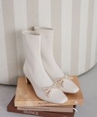 【メゾンドフルール/Maison de FLEUR】のリボンビジューニットブーツ Ivory|ID: prp329100004700375 ipo3291000000033939162