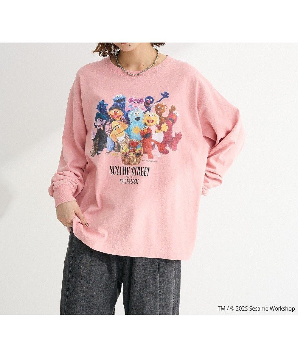 【グリーンパークス/Green Parks】のセサミストリートミーツフルーツオブザルーム ロンTEE インテリア・キッズ・メンズ・レディースファッション・服の通販 founy(ファニー) ファッション Fashion レディースファッション Fashion for Women トップス・カットソー Cut & Sew Tops シャツ・ブラウス・オフィスカジュアル Elegant Blouses & Button-Ups ロングTシャツ・Tシャツ Longline T-Shirts & Tees カットソー・ベーシックTシャツ Cut-and-Sewn Tops / Stretch Tees & Basics おすすめ Recommended / Our Picks カットソー Cut and Sewn Top キャラクター Character, Licensed Characters フロント Front, Front Design ポケット Pocket, Pocket Detail リラックス Relax, Relaxed Fit A/W・秋冬 Autumn/Winter Pink|ID: prp329100004700391 ipo3291000000033939217