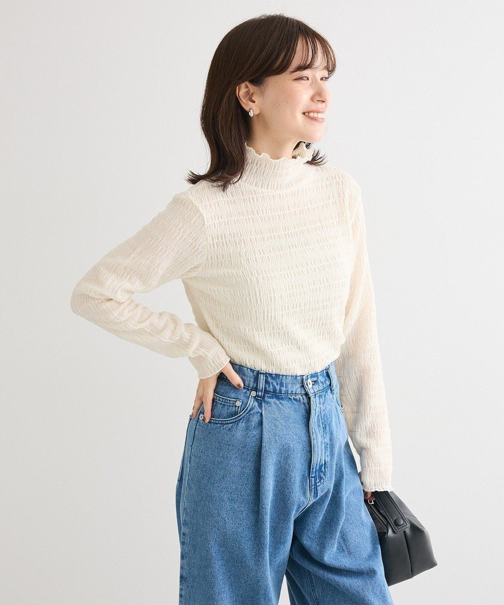 【グリーンパークス/Green Parks】の・Petit Fleur ジャガードハイネックロンT インテリア・キッズ・メンズ・レディースファッション・服の通販 founy(ファニー) ファッション Fashion レディースファッション Fashion for Women トップス・カットソー Cut & Sew Tops シャツ・ブラウス・オフィスカジュアル Elegant Blouses & Button-Ups ロングTシャツ・Tシャツ Longline T-Shirts & Tees カットソー・ベーシックTシャツ Cut-and-Sewn Tops / Stretch Tees & Basics おすすめ Recommended / Our Picks カットソー Cut and Sewn Top キャミソール Camisole, Spaghetti Strap Top ビスチェ Bustier, Corset Top ポケット Pocket, Pocket Detail ロング Long, Long-Length A/W・秋冬 Autumn/Winter Off White|ID: prp329100004700401 ipo3291000000033939253