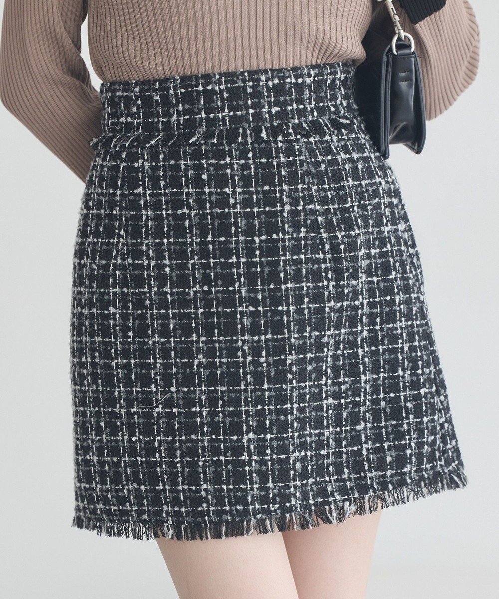 【アースミュージックアンドエコロジー/earth music&ecology】の【セットアップ可】フリンジツイードミニスカート インテリア・キッズ・メンズ・レディースファッション・服の通販 founy(ファニー) 　ファッション　Fashion　レディースファッション　Fashion for Women　セットアップ　Matching Sets　スカート・ミニ/ミディ/マキシ　Skirts / Mini, Midi & Maxi Skirts　スカート　Skirts　ミニスカート　Mini Skirts　おすすめ　Recommended / Our Picks　クラシカル　Classical, Vintage-Inspired　シンプル　Simple, Minimal　ジャケット　Jacket, Outerwear　セットアップ　Set-Up, Coordinated Outfit　ツイード　Twill, Twill Weave　バランス　Balance, Style Balance　ポケット　Pocket, Pocket Detail　ミニスカート　Mini Skirt, Short Skirt　台形　A-Line, Trapezoid Shape　A/W・秋冬　Autumn/Winter　Black|ID: prp329100004700405 ipo3291000000035853290