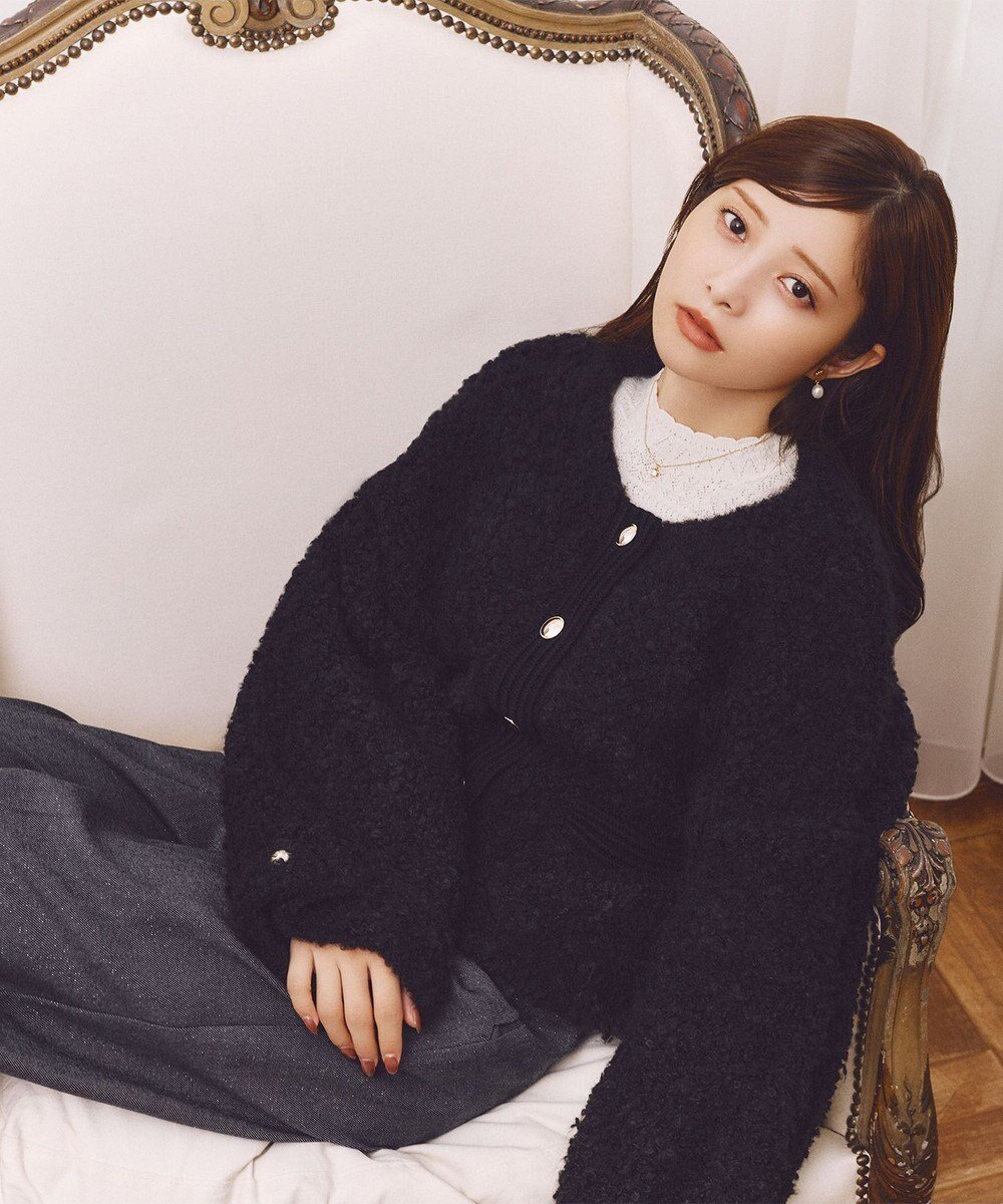 【トッカ/TOCCA】のLOP EARED POODLE ニットアウター インテリア・キッズ・メンズ・レディースファッション・服の通販 founy(ファニー) 　ファッション　Fashion　レディースファッション　Fashion for Women　トップス・カットソー　Cut & Sew Tops　ニット　Knit Tops & Sweaters　カーディガン・羽織り　Layered Style Cardigans　カーディガン　Cardigan, Knitwear　クラシカル　Classical, Vintage-Inspired　今季　This Season, Current Season　ドレス　Dress, One-Piece　バランス　Balance, Style Balance　フォルム　Silhouette, Form　フロント　Front, Front Design　ループ　Loop, Loop Knit　A/W・秋冬　Autumn/Winter　冬　Winter / This Winter　おすすめ　Recommended / Our Picks　エレガント 上品　Elegant　2025年　2025　2025-2026秋冬・A/W　Autumn/Winter 2025–26 AW25–26　ブラック系|ID: prp329100004700411 ipo3291000000034568083