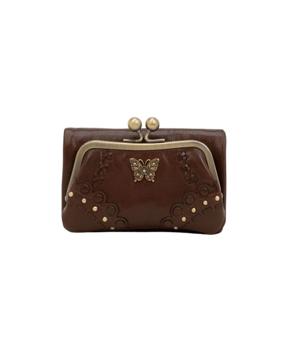 【アナスイ/ANNA SUI】のマチルダ 口金二つ折り財布 インテリア・キッズ・メンズ・レディースファッション・服の通販 founy(ファニー) 　ファッション　Fashion　レディースファッション　Fashion for Women　ミニ財布・二つ折り財布　Wallets & Card Cases　クラシカル　Classical, Vintage-Inspired　コイン　Coin, Coin Design　コンパクト　Compact, Small Size　財布　Wallet, Purse　バタフライ　Butterfly, Butterfly Motif　フォルム　Silhouette, Form　フラワー　Flower, Floral　ブローチ　Brooch, Pin Brooch　モチーフ　Motif, Design Theme　ラウンド　Round, Round Neck　ロマンティック　Romantic, Feminine Style　ワーク　Workwear, Utility Style　A/W・秋冬　Autumn/Winter　ブラウン|ID: prp329100004700443 ipo3291000000033939410