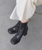 【インター ショシュール/INTER-CHAUSSURES】の【FABIO RUSCONI】スクエアトウミドルヒールレザーブーツ ブラック|ID: prp329100004700464 ipo3291000000033939470