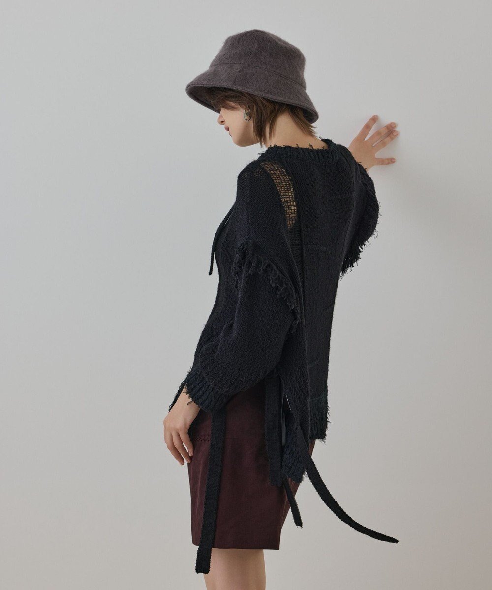 【グレース コンチネンタル/GRACE CONTINENTAL】のルーズオーバーニットトップ インテリア・キッズ・メンズ・レディースファッション・服の通販 founy(ファニー) ファッション Fashion レディースファッション Fashion for Women トップス・カットソー Cut & Sew Tops ニット Knit Tops & Sweaters セーター Sweater, Knitwear チュニック Tunic, Long Top フェミニン Feminine, Girly フリンジ Fringe, Tassel ルーズ Loose, Oversized レース Lace, Lace Fabric 夏 Summer A/W・秋冬 Autumn/Winter ブラック|ID: prp329100004700474 ipo3291000000033939497