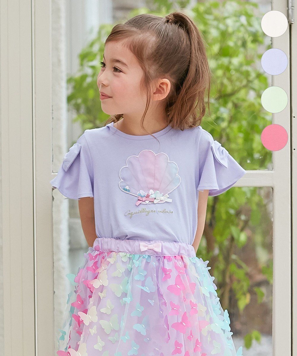 【エニィ/ANY / KIDS】の接触冷感 いろいろモチーフ Tシャツ インテリア・キッズ・メンズ・レディースファッション・服の通販 founy(ファニー) ファッション Fashion キッズファッション Fashion for Kids トップス・カットソー Cut & Sew Tops カットソー Cut and Sewn Top チュール Tulip, Tulip Motif ポケット Pocket, Pocket Detail モチーフ Motif, Design Theme リボン Ribbon, Bow レース Lace, Lace Fabric 夏 Summer 定番 Standard, Basic Item 春 Spring S/S・春夏 SS, Spring/Summer, Warm Season ラベンダー×シェル|ID: prp329100004701716 ipo3291000000034387391