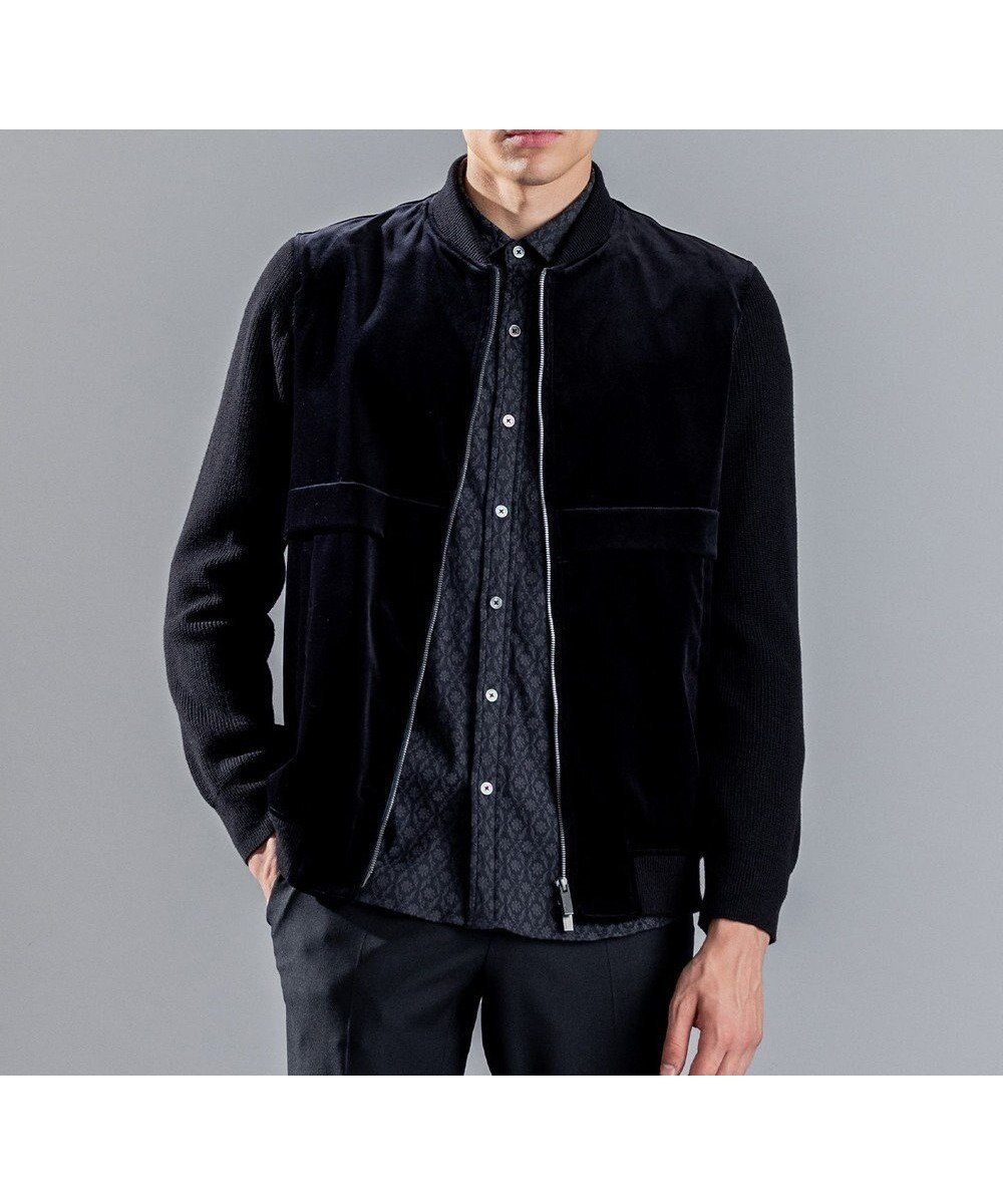 【ジョゼフ オム/JOSEPH HOMME / MEN】のPONTOGLIO VELVET KNIT BLOUSON インテリア・キッズ・メンズ・レディースファッション・服の通販 founy(ファニー) 　ファッション　Fashion　メンズファッション　Fashion for Men　アウター　Men's Coats Outerwear　ブルゾンジャケット / カジュアルアウター　Bomber Jackets & Blousons　イタリア　Italy　ジャケット　Jacket, Outerwear　フロント　Front, Front Design　ブルゾン　Blouson, Bomber Jacket　ブロッキング　Color Blocking, Panel Design　ベルベット　Velvet, Velvety　ヨーク　Yoke, Yoke Design　ラグジュアリー　Luxury, Elegant　畦　Ribbed Knit　A/W・秋冬　Autumn/Winter　ブラック系|ID: prp329100004701720 ipo3291000000033949226
