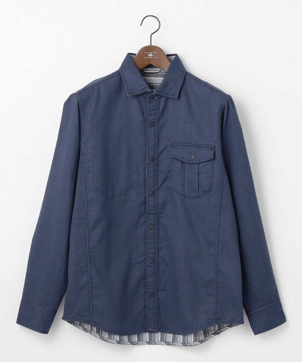 【ジョセフ アブード/JOSEPH ABBOUD / MEN】の【2WAY】リバーシブル シャツ インテリア・キッズ・メンズ・レディースファッション・服の通販 founy(ファニー) 　ファッション　Fashion　メンズファッション　Fashion for Men　トップス・カットソー　Cut & Sew Tops　メンズシャツ　Shirts　ストライプ　Stripe, Striped Pattern　デニム　Denim, Jeans Material　ドット　Polka Dot, Dot Pattern　パターン　Pattern, Design Print　リバーシブル　Reversible, Two-Sided　ワイヤー　Wire, Wired Bra　夏　Summer　定番　Standard, Basic Item　無地　Plain, Solid Color　秋　Autumn　A/W・秋冬　Autumn/Winter　羽織　Haori, Light Jacket　ネイビー系|ID: prp329100004701725 ipo3291000000033949247