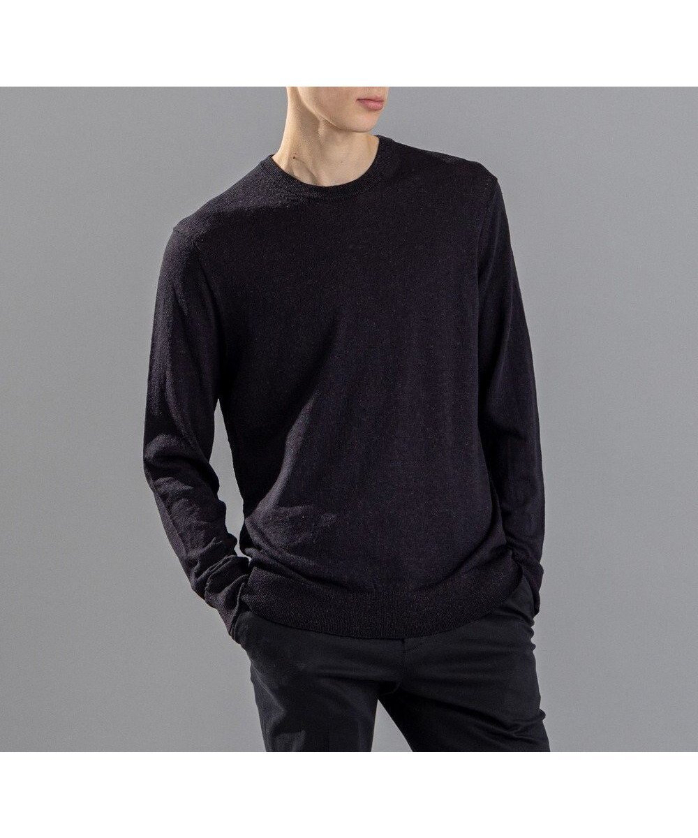【ジョゼフ オム/JOSEPH HOMME / MEN】のリネンナイロンプレーン クルーネックニット インテリア・キッズ・メンズ・レディースファッション・服の通販 founy(ファニー) 　ファッション　Fashion　メンズファッション　Fashion for Men　トップス・カットソー　Cut & Sew Tops　ニット・セーター / 定番トップス　Knit Tops & Sweaters　シンプル　Simple, Minimal　セーター　Sweater, Knitwear　メランジ　Melange, Mixed Yarn　夏　Summer　春　Spring　S/S・春夏　SS, Spring/Summer, Warm Season　ブラック系|ID: prp329100004701726 ipo3291000000035165382