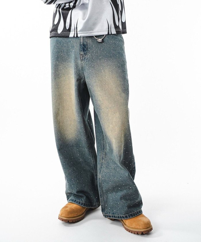 【ウィゴー/WEGO】の【ユニセックス着用ITEM】スーパーバギーラインストーンデニムパンツ インテリア・キッズ・メンズ・レディースファッション・服の通販 founy(ファニー) https://founy.com/ ファッション Fashion レディースファッション Fashion for Women パンツ Pants & Trousers デニムパンツ・ジーンズ・美脚デニム Denim Jeans & Pants ヴィンテージ Vintage Style 春 Spring カットソー Cut and Sewn Top クロップド Cropped, Short Length シンプル Simple, Minimal スウェット / スエット Sweatshirt, Sweatwear ストーン Stone, Gem-Like スマホ Smartphone, Mobile Device デニム Denim, Jeans Material トレンド Trend, Trending Now フロント Front, Front Design ルーズ Loose, Oversized ワイド Wide, Wide Fit A/W・秋冬 Autumn/Winter プチプライス・低価格 Affordable / Budget Price おすすめ Recommended / Our Picks 夏 Summer |ID: prp329100004701749 ipo3291000000033949333