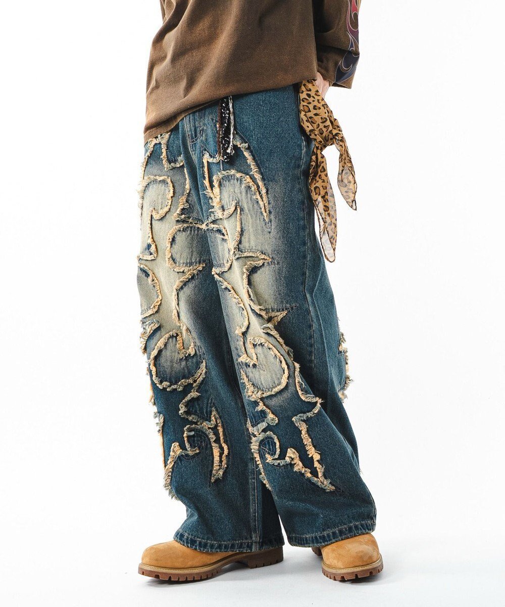 【ウィゴー/WEGO】の【ユニセックス着用ITEM】フリンジデニムパンツ インテリア・キッズ・メンズ・レディースファッション・服の通販 founy(ファニー) 　ファッション　Fashion　レディースファッション　Fashion for Women　パンツ　Pants & Trousers　デニムパンツ・ジーンズ・美脚デニム　Denim Jeans & Pants　春　Spring　クロップド　Cropped, Short Length　グラフィック　Graphic, Graphic Design　シンプル　Simple, Minimal　スニーカー　Sneakers, Trainers　スマホ　Smartphone, Mobile Device　デニム　Denim, Jeans Material　トレンド　Trend, Trending Now　フリンジ　Fringe, Tassel　メンズ　Men's, Menswear　ルーズ　Loose, Oversized　A/W・秋冬　Autumn/Winter　プチプライス・低価格　Affordable / Budget Price　夏　Summer　柄3|ID: prp329100004701752 ipo3291000000033949345