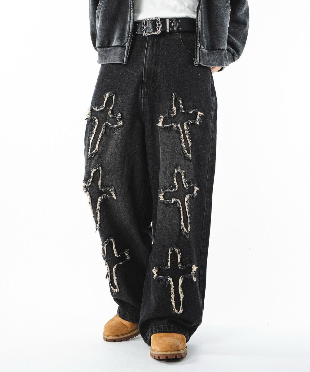 【ウィゴー/WEGO】の【ユニセックス着用ITEM】フリンジデニムパンツ インテリア・キッズ・メンズ・レディースファッション・服の通販 founy(ファニー) 　ファッション　Fashion　レディースファッション　Fashion for Women　パンツ　Pants & Trousers　デニムパンツ・ジーンズ・美脚デニム　Denim Jeans & Pants　春　Spring　クロップド　Cropped, Short Length　グラフィック　Graphic, Graphic Design　シンプル　Simple, Minimal　スニーカー　Sneakers, Trainers　スマホ　Smartphone, Mobile Device　デニム　Denim, Jeans Material　トレンド　Trend, Trending Now　フリンジ　Fringe, Tassel　メンズ　Men's, Menswear　ルーズ　Loose, Oversized　A/W・秋冬　Autumn/Winter　プチプライス・低価格　Affordable / Budget Price　夏　Summer　柄4|ID: prp329100004701752 ipo3291000000033949346