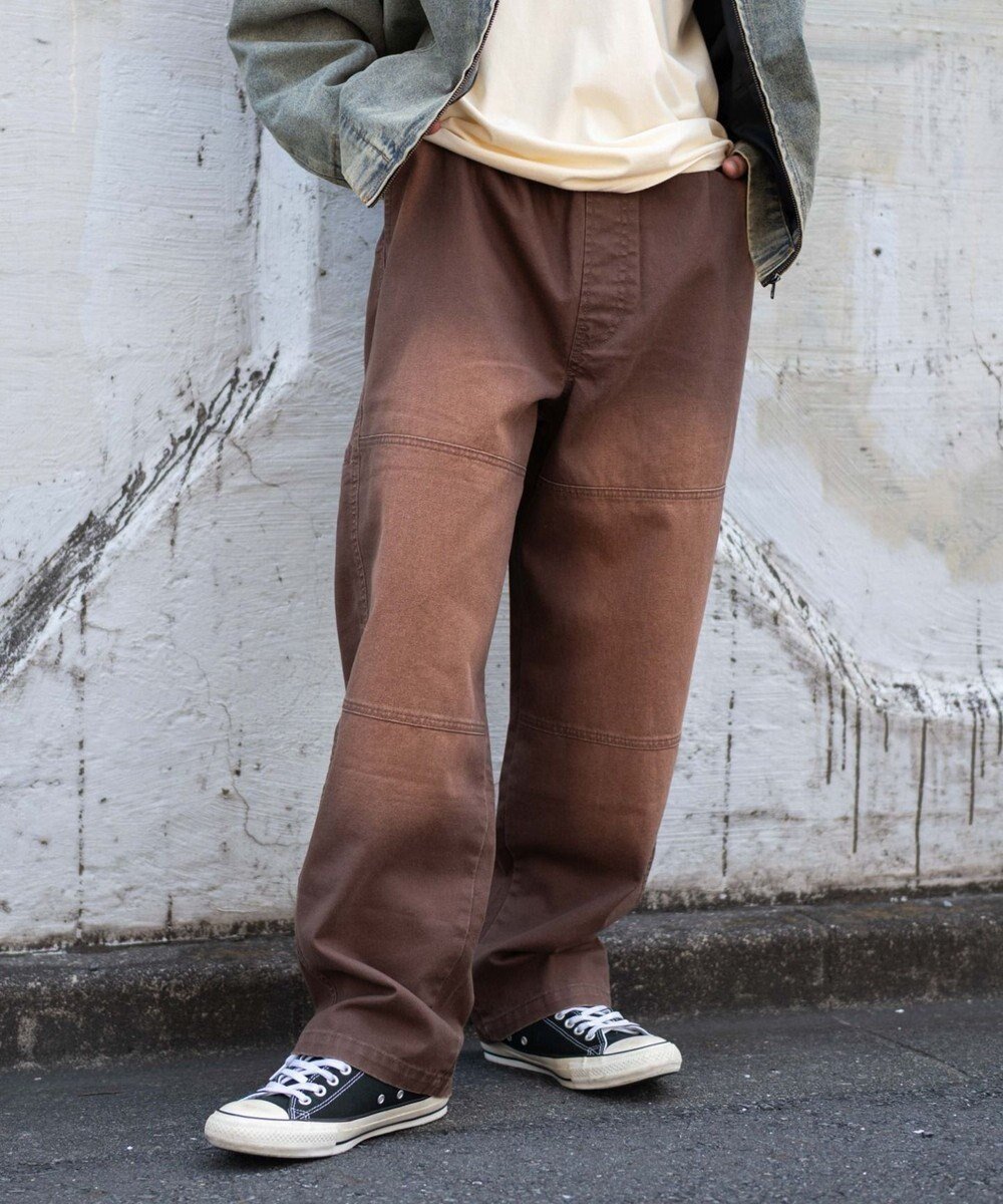 【ウィゴー/WEGO / MEN】の【ウエストゴム/MLサイズ展開】ージーダブルニーパンツ インテリア・キッズ・メンズ・レディースファッション・服の通販 founy(ファニー) 　ファッション　Fashion　メンズファッション　Fashion for Men　ボトムス　Bottoms　デニムパンツ・ジーンズ　Denim Pants　ヴィンテージ　Vintage Style　春　Spring　秋　Autumn　ジャケット　Jacket, Outerwear　スウェット / スエット　Sweatshirt, Sweatwear　スニーカー　Sneakers, Trainers　スマホ　Smartphone, Mobile Device　チェック　Check, Plaid, Tartan　デニム　Denim, Jeans Material　トレンド　Trend, Trending Now　ドローコード　Drawcord, Drawstring Cord　バランス　Balance, Style Balance　メンズ　Men's, Menswear　リラックス　Relax, Relaxed Fit　ワイド　Wide, Wide Fit　ワーク　Workwear, Utility Style　A/W・秋冬　Autumn/Winter　おすすめ　Recommended / Our Picks　夏　Summer　ブラウン|ID: prp329100004701767 ipo3291000000033949404