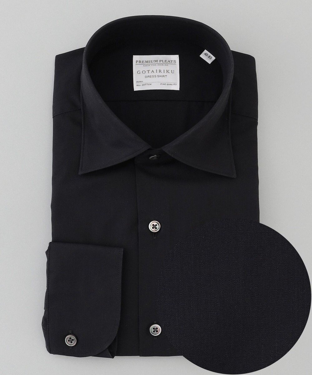 【五大陸/gotairiku / MEN】の【形態安定】PREMIUMPLEATS_セミワイドカラー 通年ドレスシャツ(カラー ストライプ) インテリア・キッズ・メンズ・レディースファッション・服の通販 founy(ファニー) 　ファッション　Fashion　メンズファッション　Fashion for Men　トップス・カットソー　Cut & Sew Tops　メンズシャツ　Shirts　イタリア　Italy　エレガント 上品　Elegant　クラシック　Classic, Timeless Style　ストライプ　Stripe, Striped Pattern　スーピマ　Supima, Premium Cotton　ドレス　Dress, One-Piece　定番　Standard, Basic Item　フランス　France, French　レギュラー　Regular, Standard Fit　ワイド　Wide, Wide Fit　A/W・秋冬　Autumn/Winter　S/S・春夏　SS, Spring/Summer, Warm Season　夏　Summer　ブラック系|ID: prp329100004701769 ipo3291000000033949412
