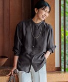 【23区/NIJYUSANKU】の【Oggi10月号掲載/洗える】ウールシアービエラ バンドカラー シャツ グレー系|ID: prp329100004701787 ipo3291000000033949502